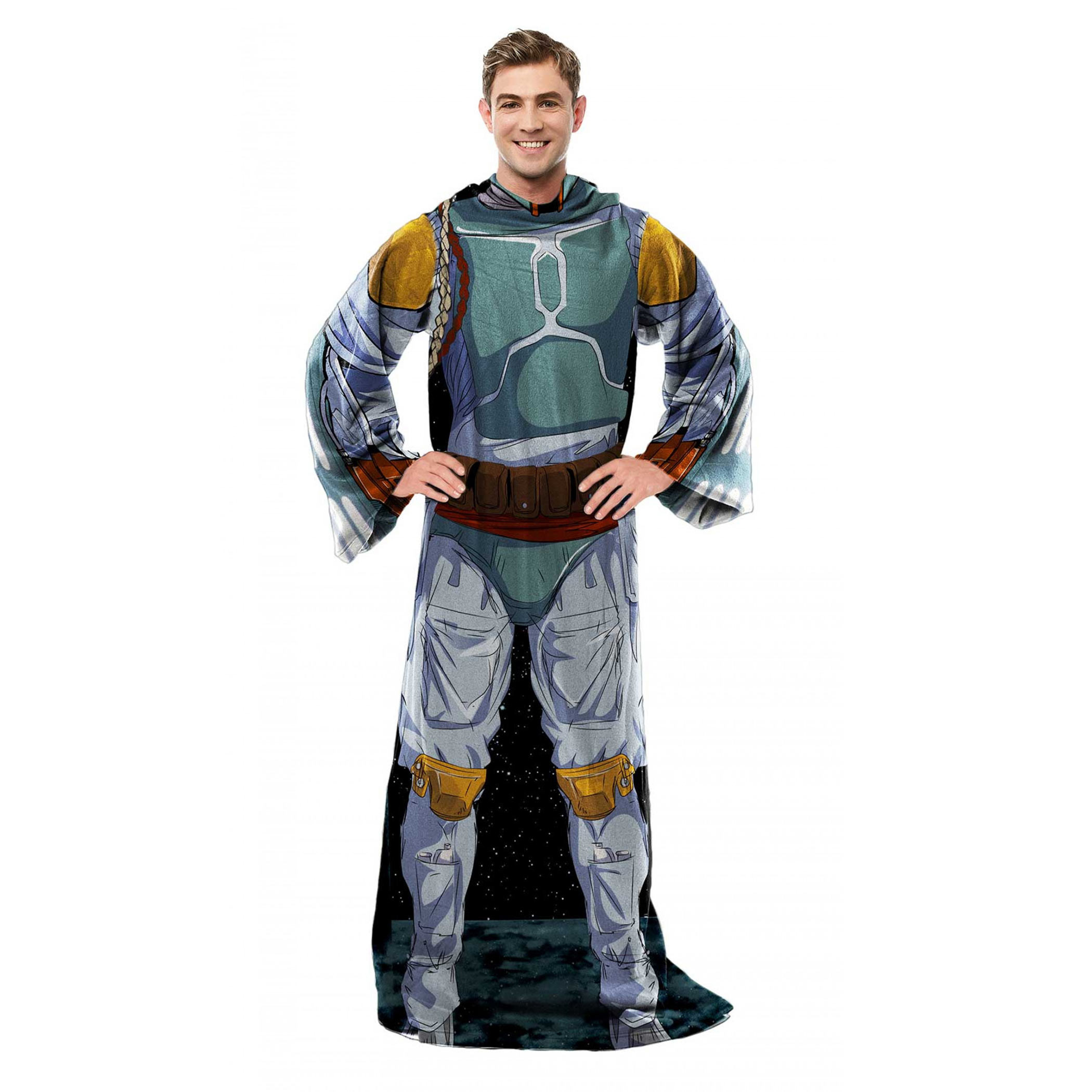 Star Wars Boba Fett Adult Comfy Throw Blanket With Sleeves