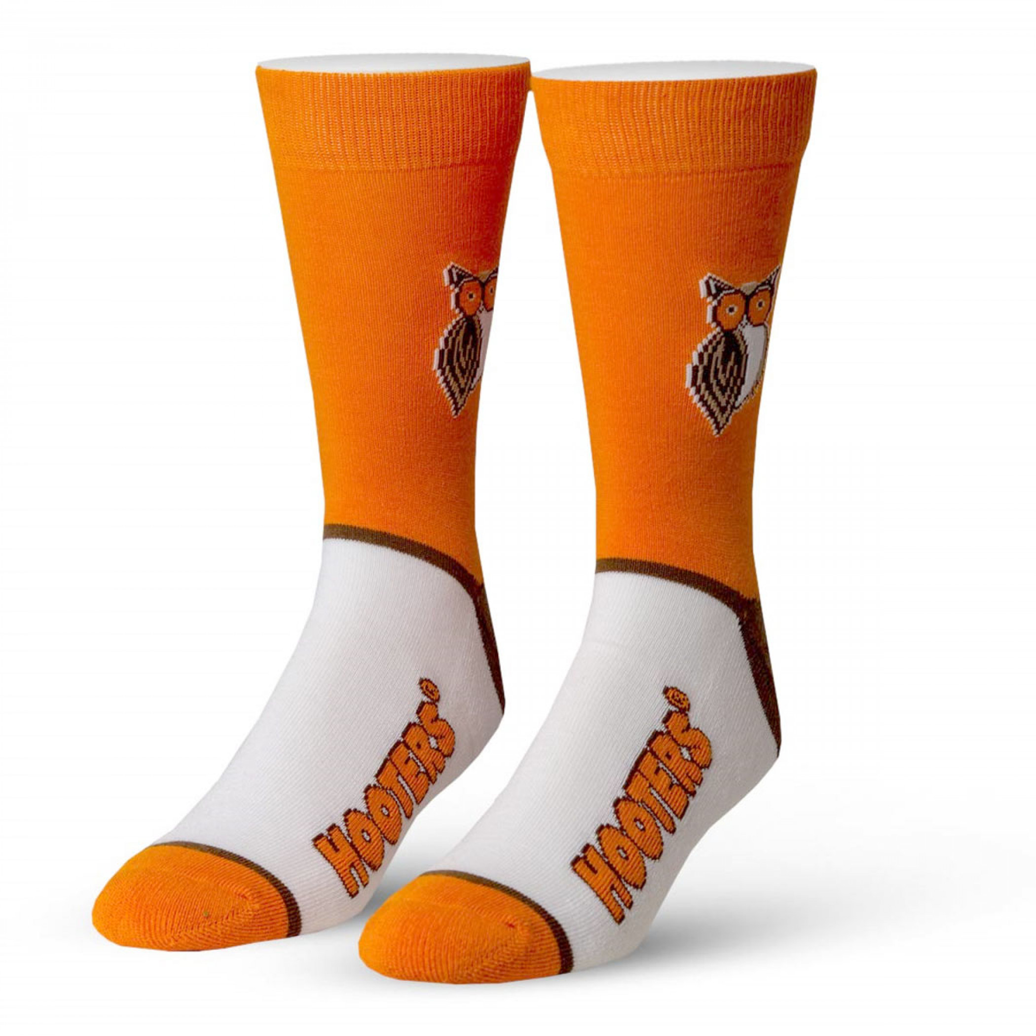 Hooters White And Orange Logo Socks