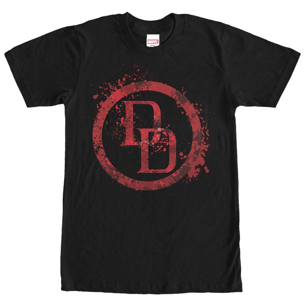 Daredevil DD Splatter Icon Black Mens T-Shirt