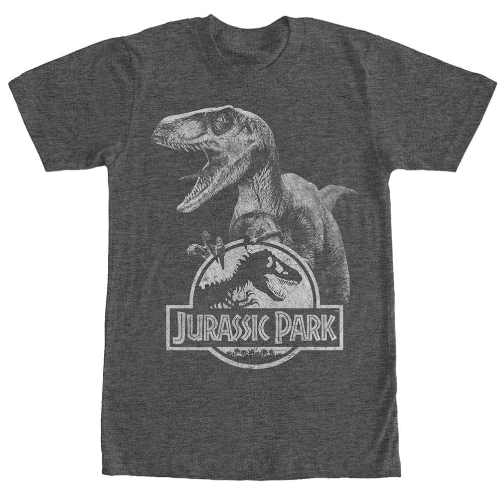 Jurassic Park Raptor Logo Gray T-Shirt