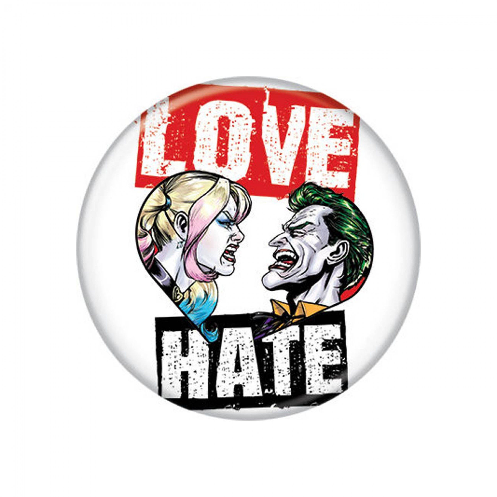 Harley Quinn and Joker Love and Hate 1.25 inch Button