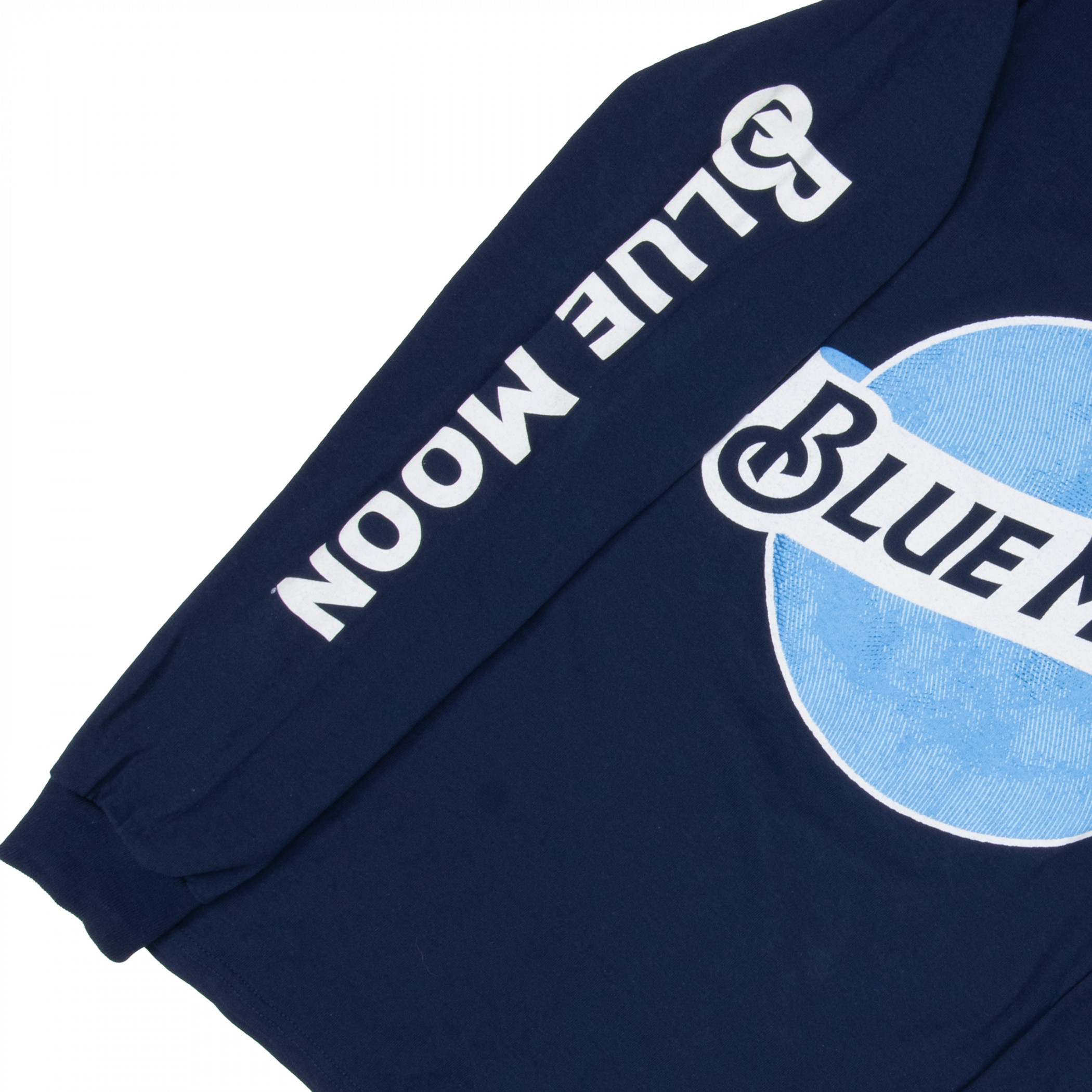 Blue Moon Logo Sleeve Print Navy Blue Long Sleeve Shirt - WearYourBeer