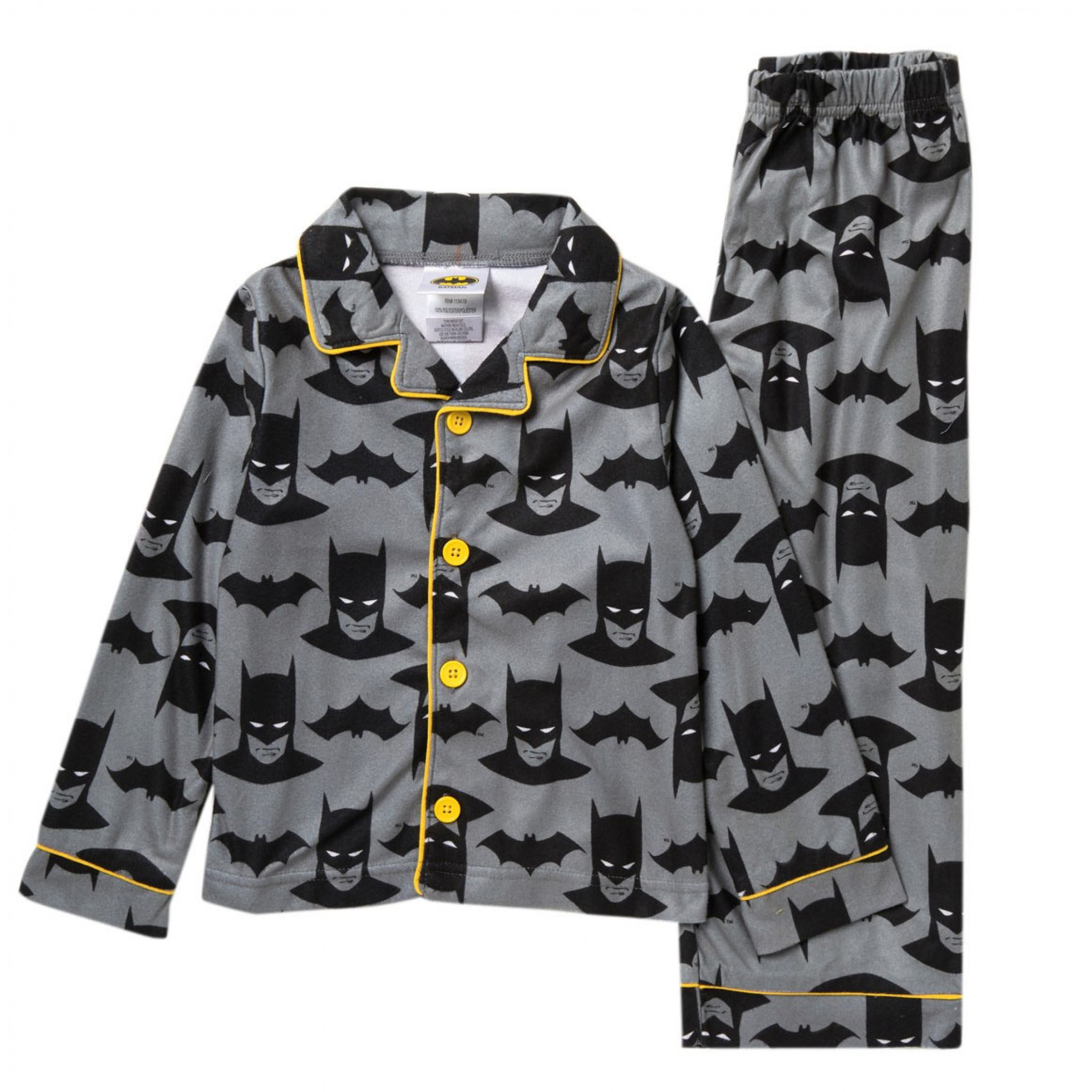 Batman Symbols and Heads All Over Print Toddlers 2-Piece Pajama Set