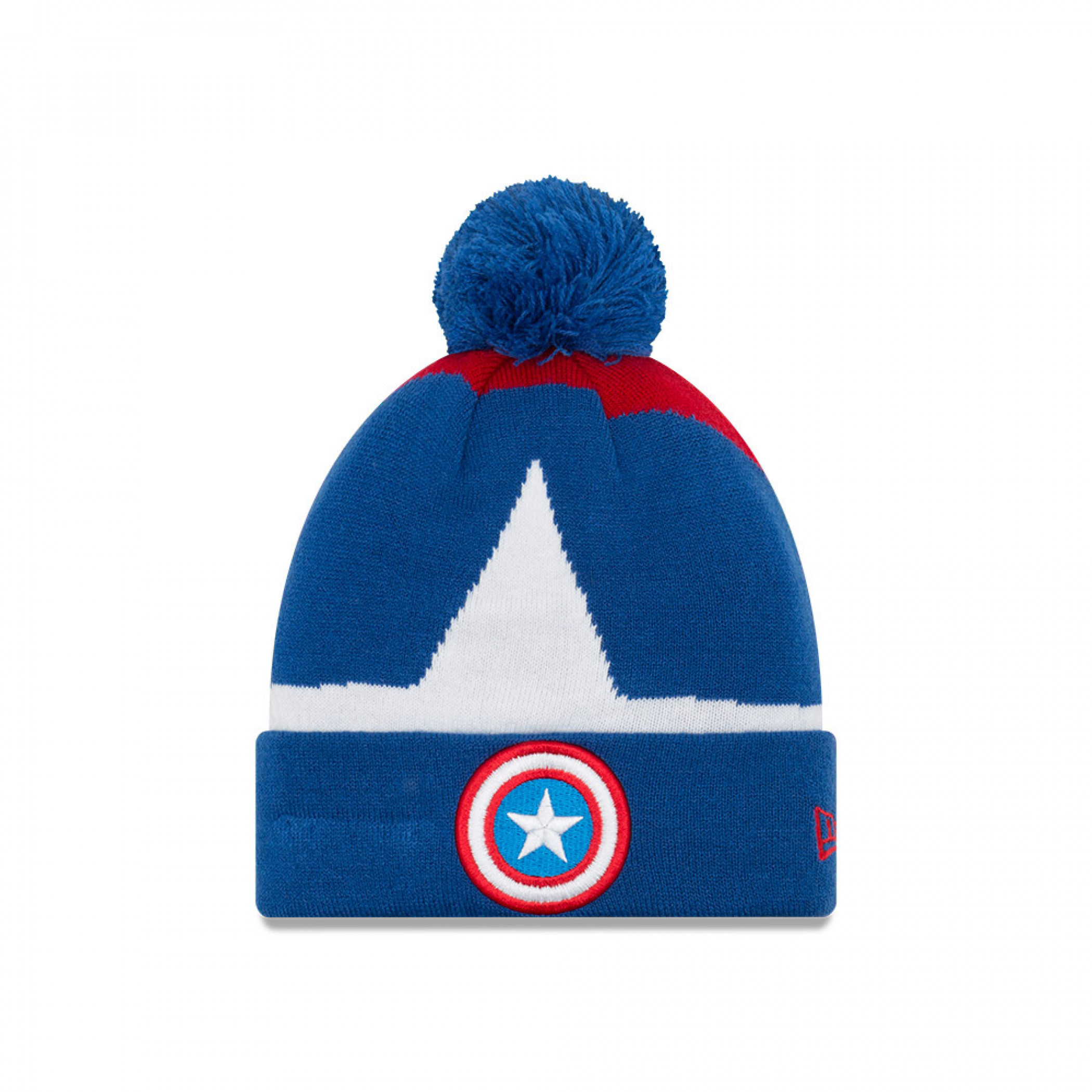 Captain America Logo Kids Cuff Knit New Era Pom Beanie