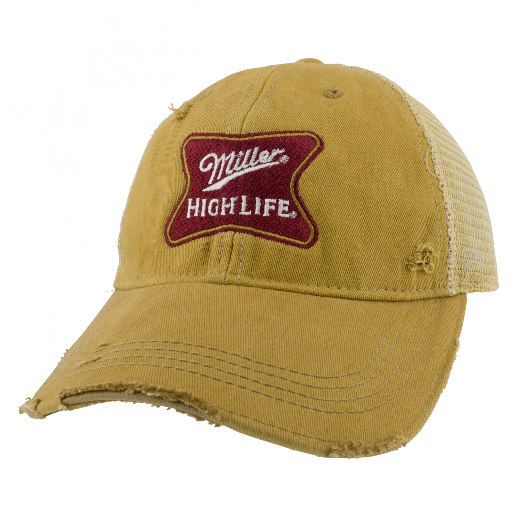 Miller High Life Gold Torn Mesh Retro Brand Trucker Hat