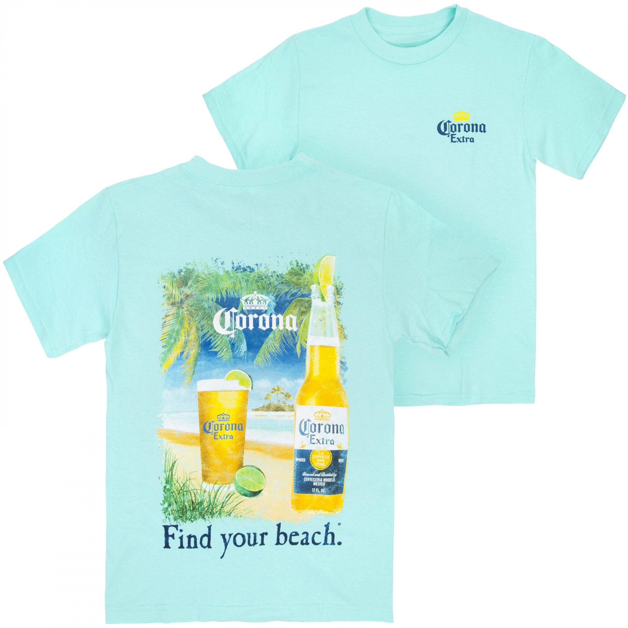 Corona Extra Find Your Beach Back Print T-Shirt