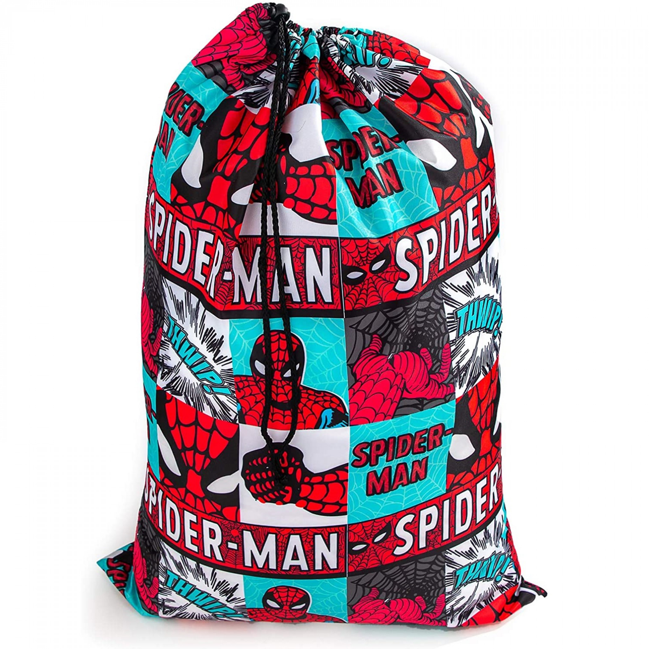 Spiderman Great Power Comic Blocks Drawstring Laundry Bag