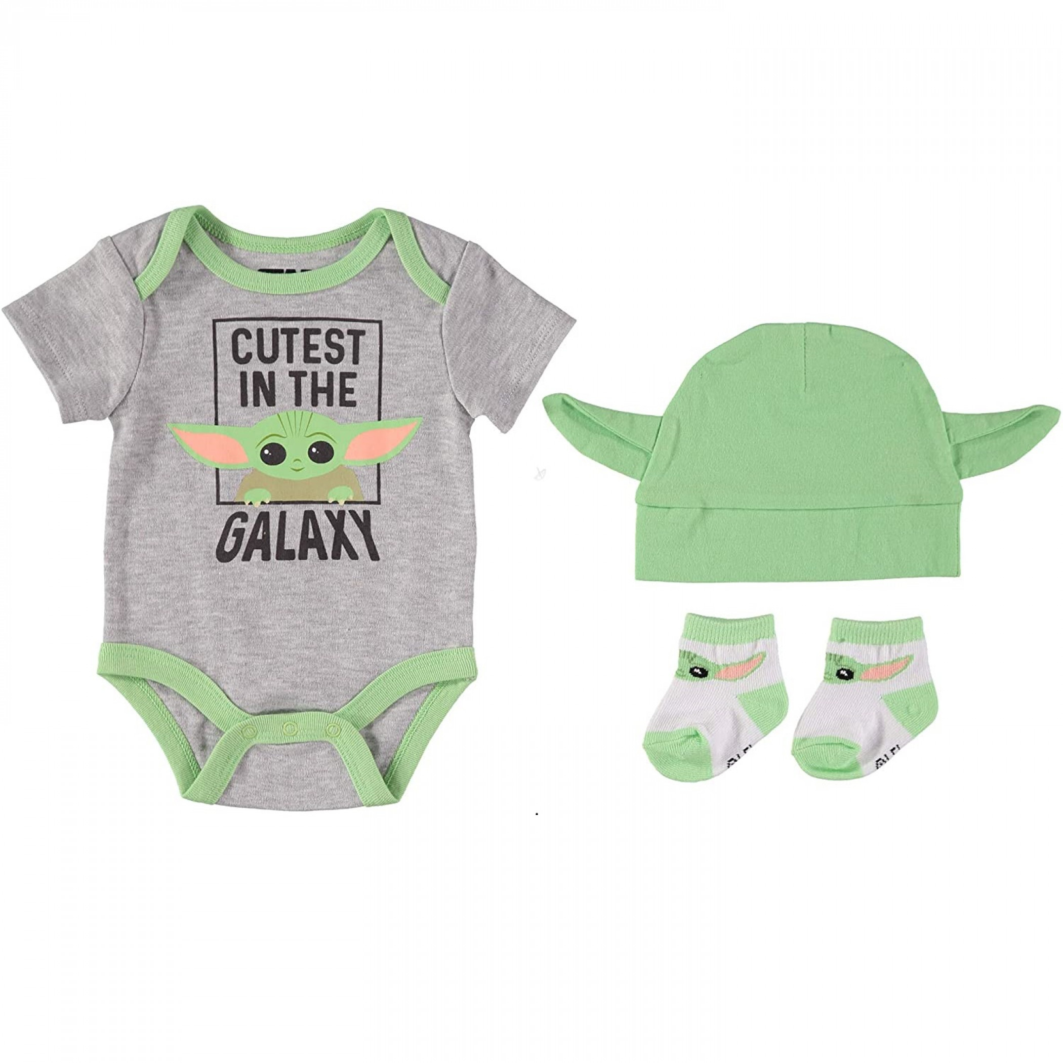 Star Wars The Mandalorian Grogu 3-Piece Bodysuit Set