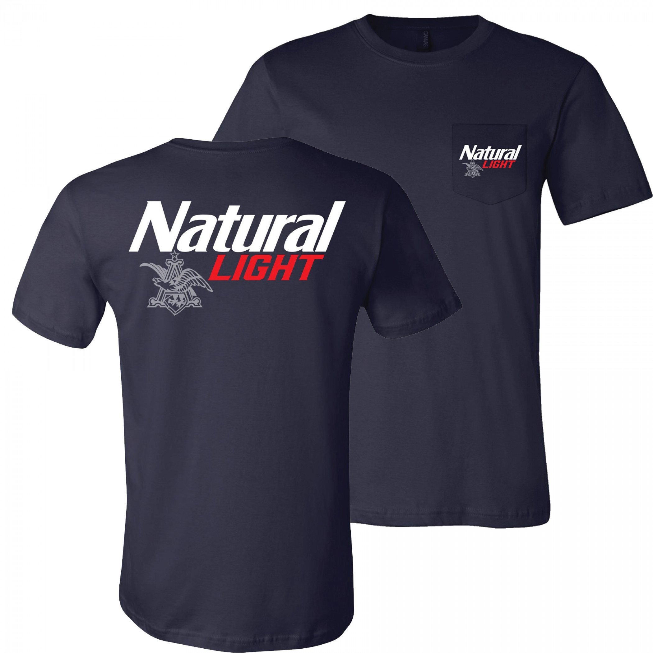 Natural Light Logo Front and Back Print Pocket Tee