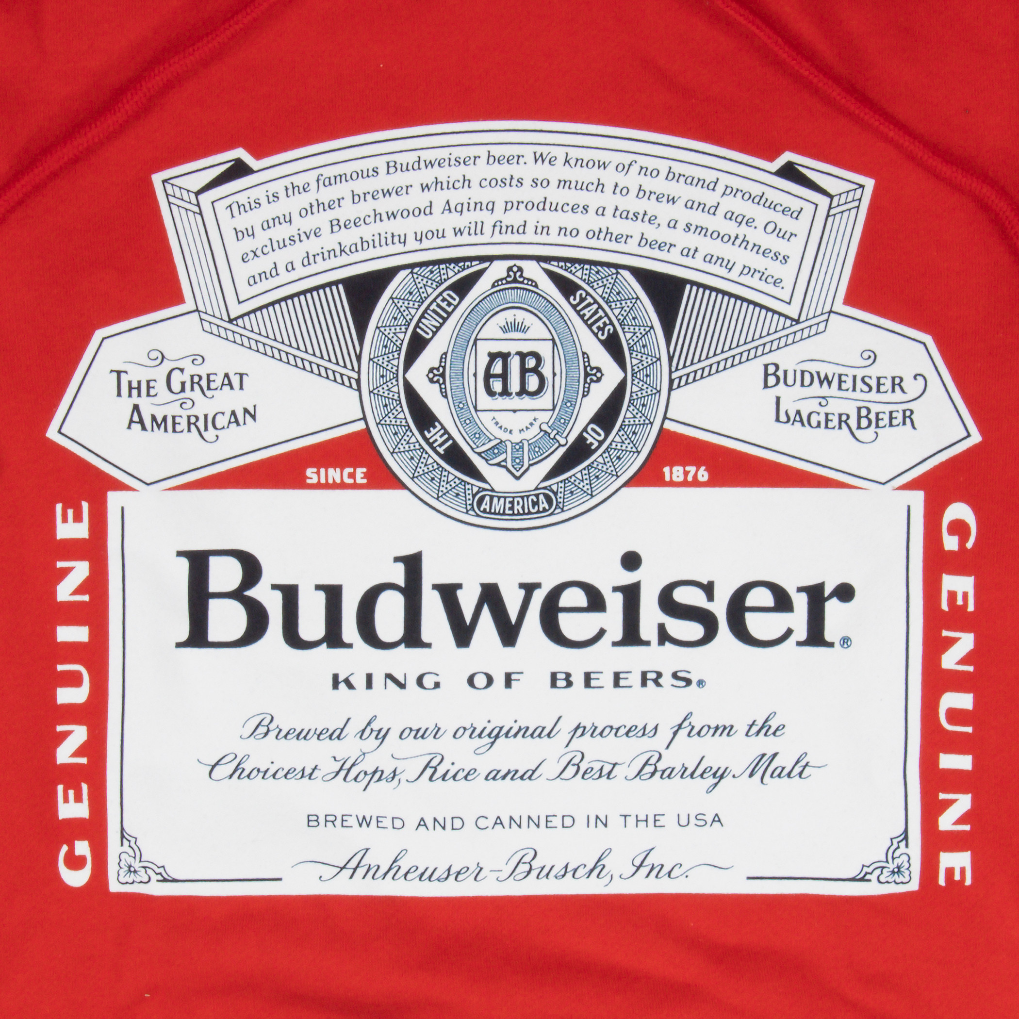 Budweiser Bottle Label and Patriotic Stars Hoodie