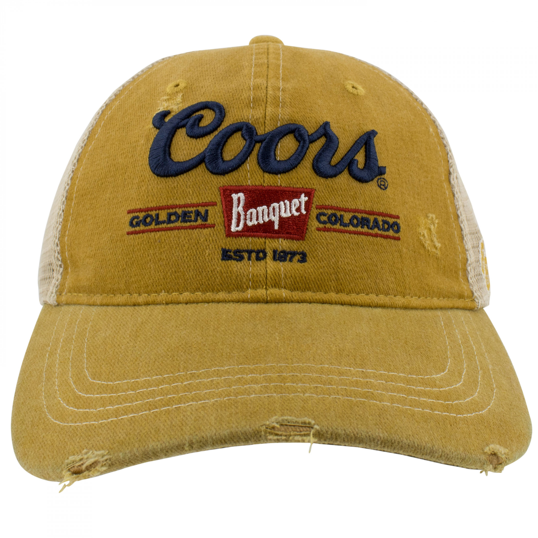 Coors Banquet Logo Patch Distressed Tea-Stained Adjustable Hat