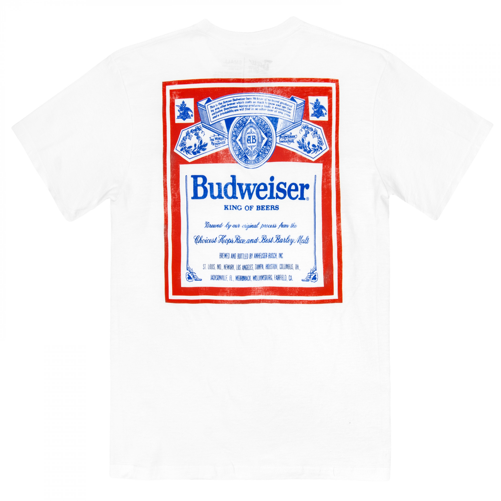 Budweiser Vintage Label Front and Back Pocket T-Shirt - WearYourBeer