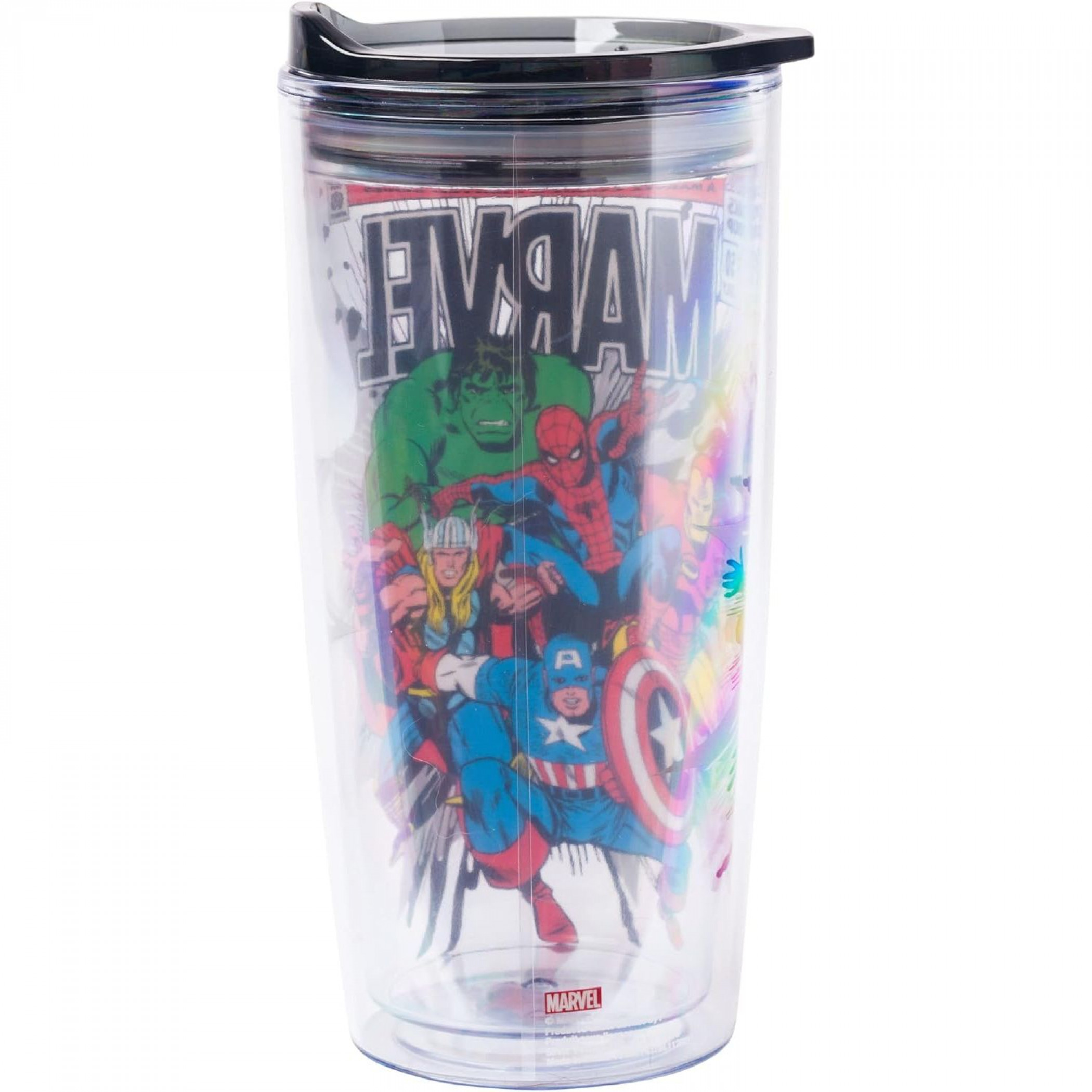 Avengers Retro Comic Cover 20oz Double Wall Travel Tumbler with Lid