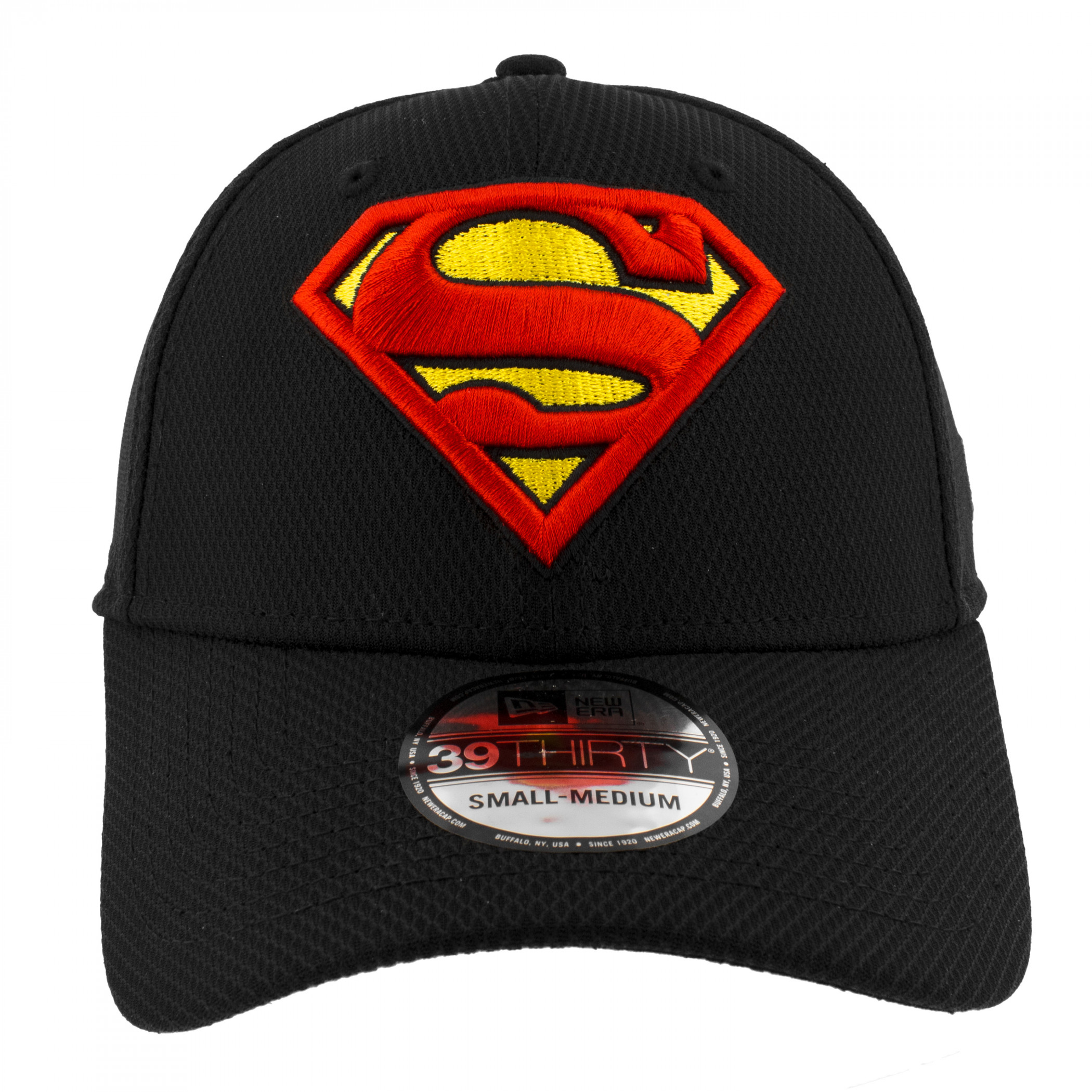 Superman Classic Logo Black Colorway New Era 39Thirty Fitted Hat