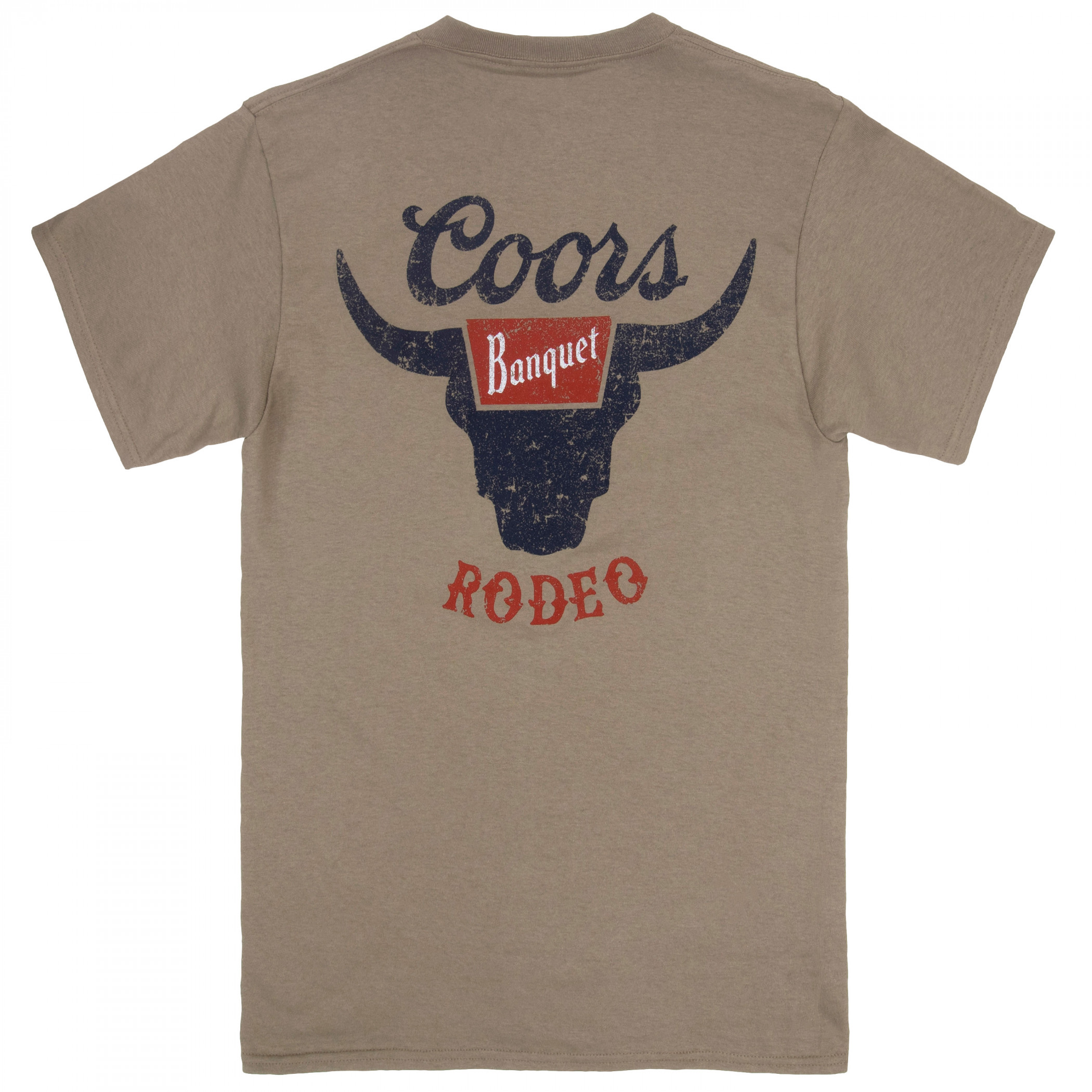 Coors Banquet Rodeo Logo Distressed Front and Back Tan T-Shirt