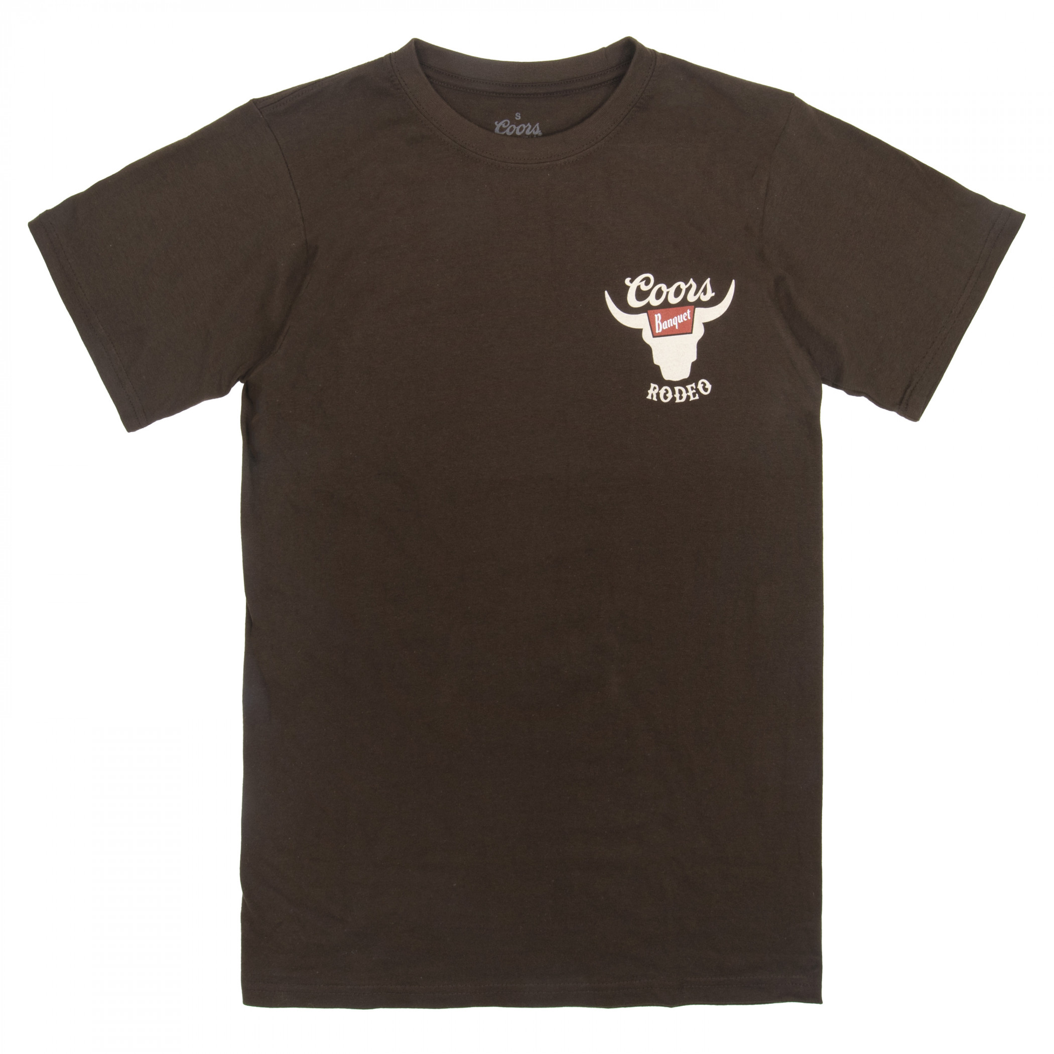 Coors Banquet Rodeo Horns Logo Brown Front and Back Print T-Shirt