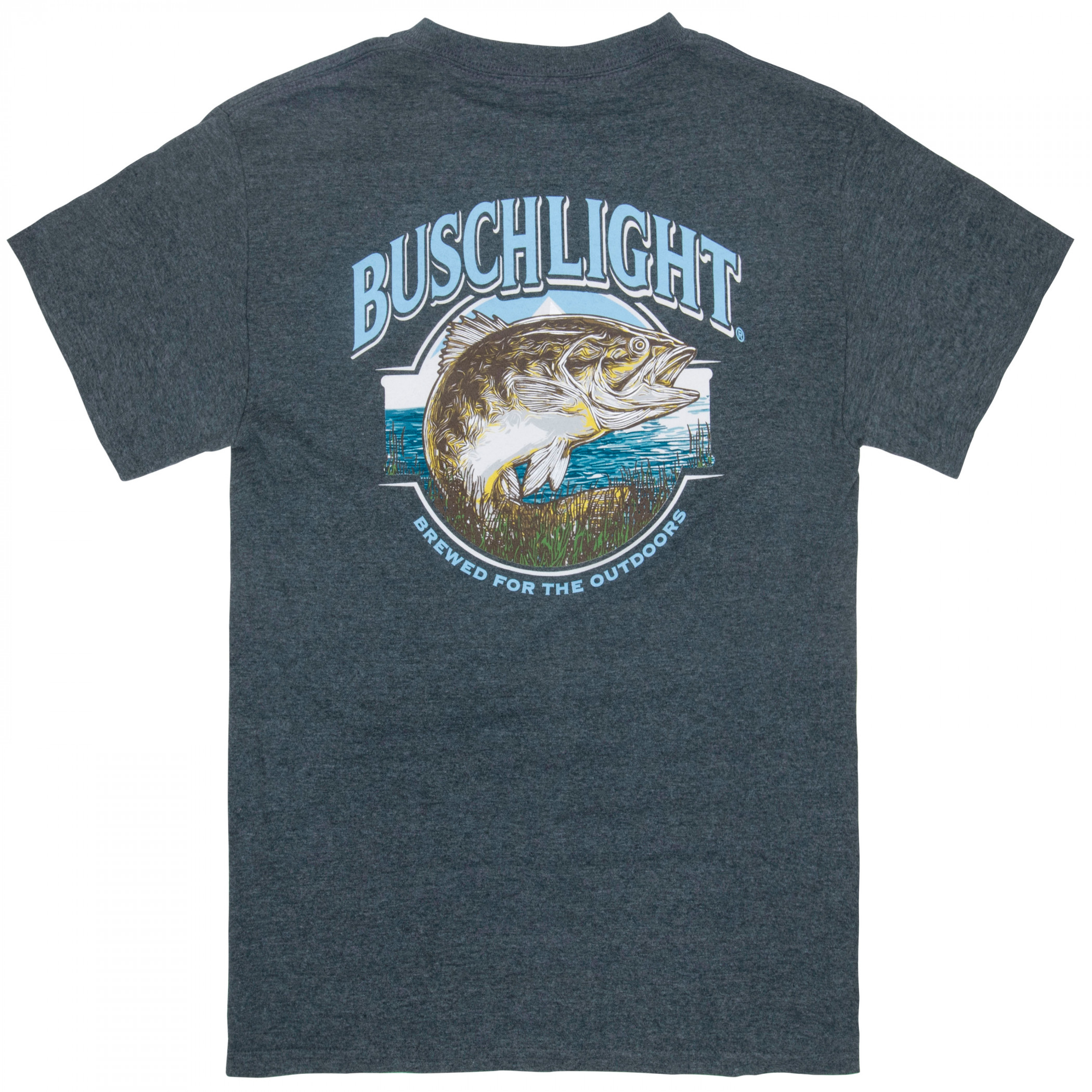 Busch Light Out Fishing Grey Colorway Front and Back Print T-Shirt