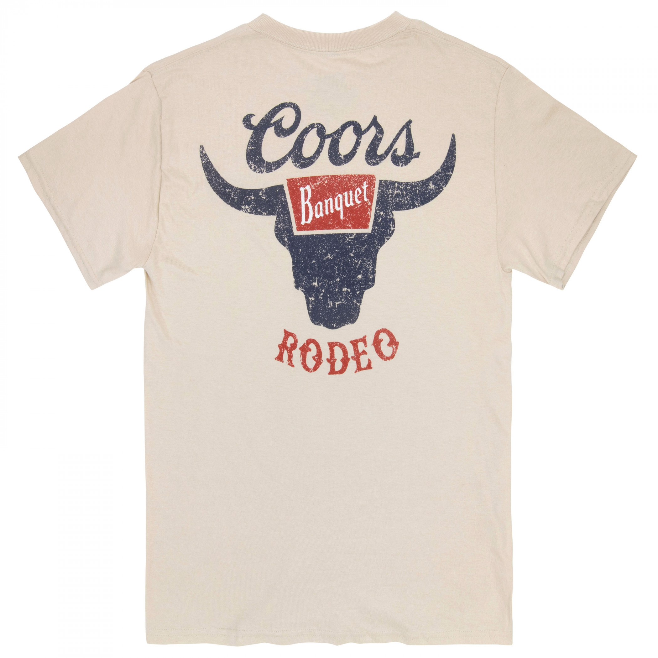 Coors Banquet Rodeo Logo Distressed Front and Back Natural T-Shirt