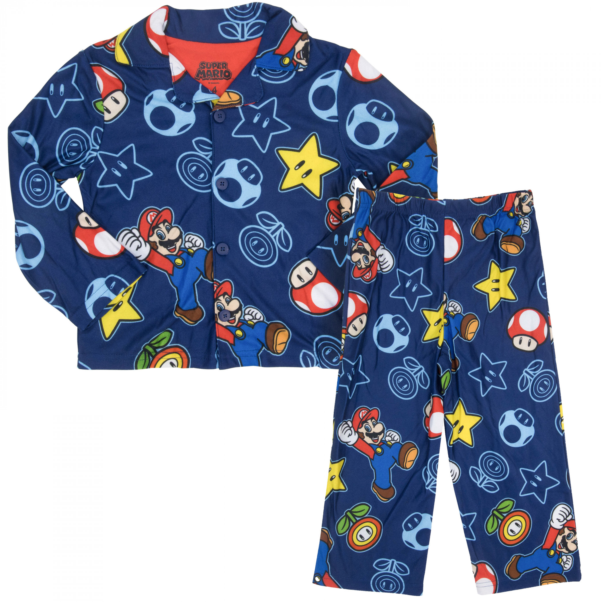 Super Mario Bros. Power Up Print Boy's 2-Piece Pajamas