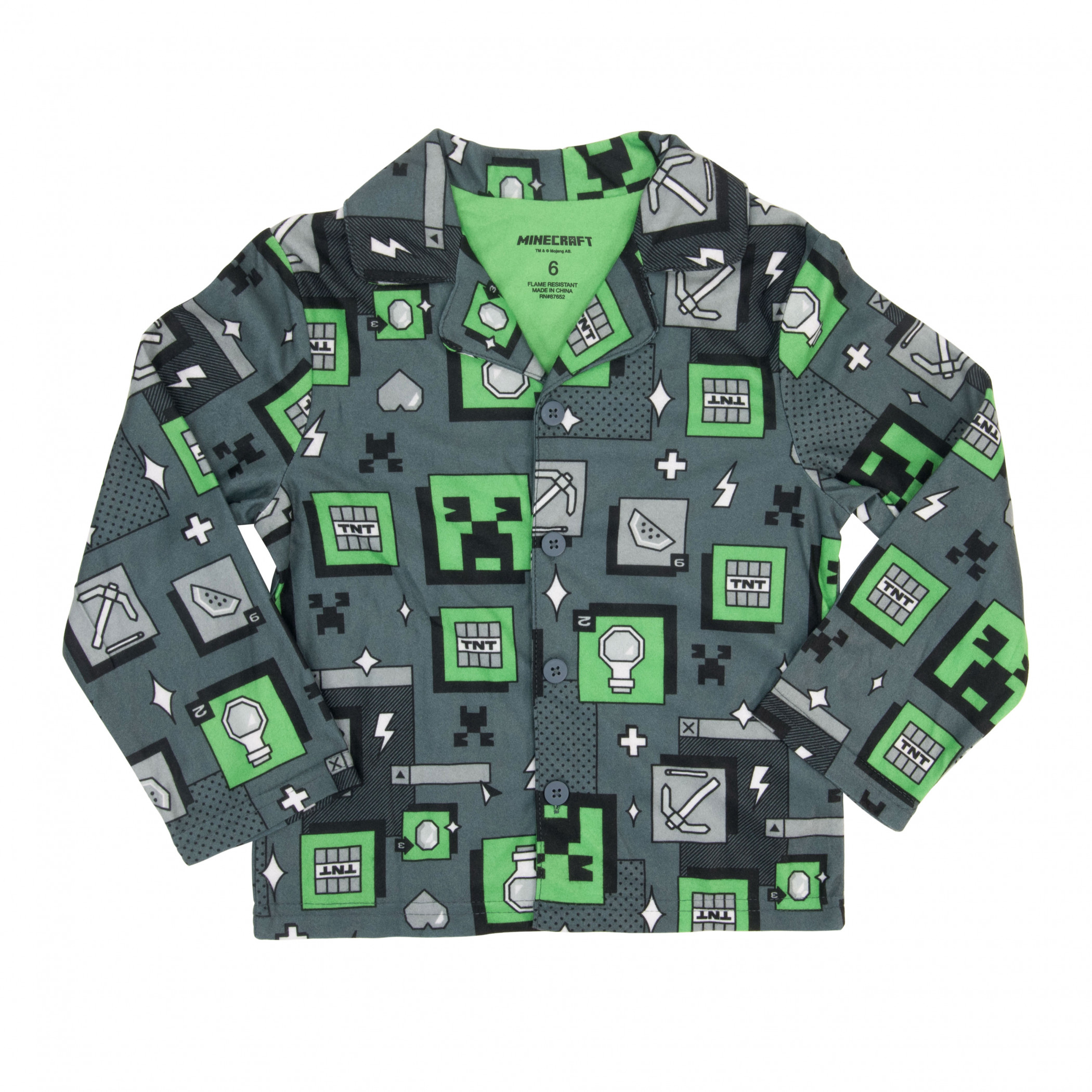 Minecraft Pixel Creeper Boy's 2-Piece Pajamas