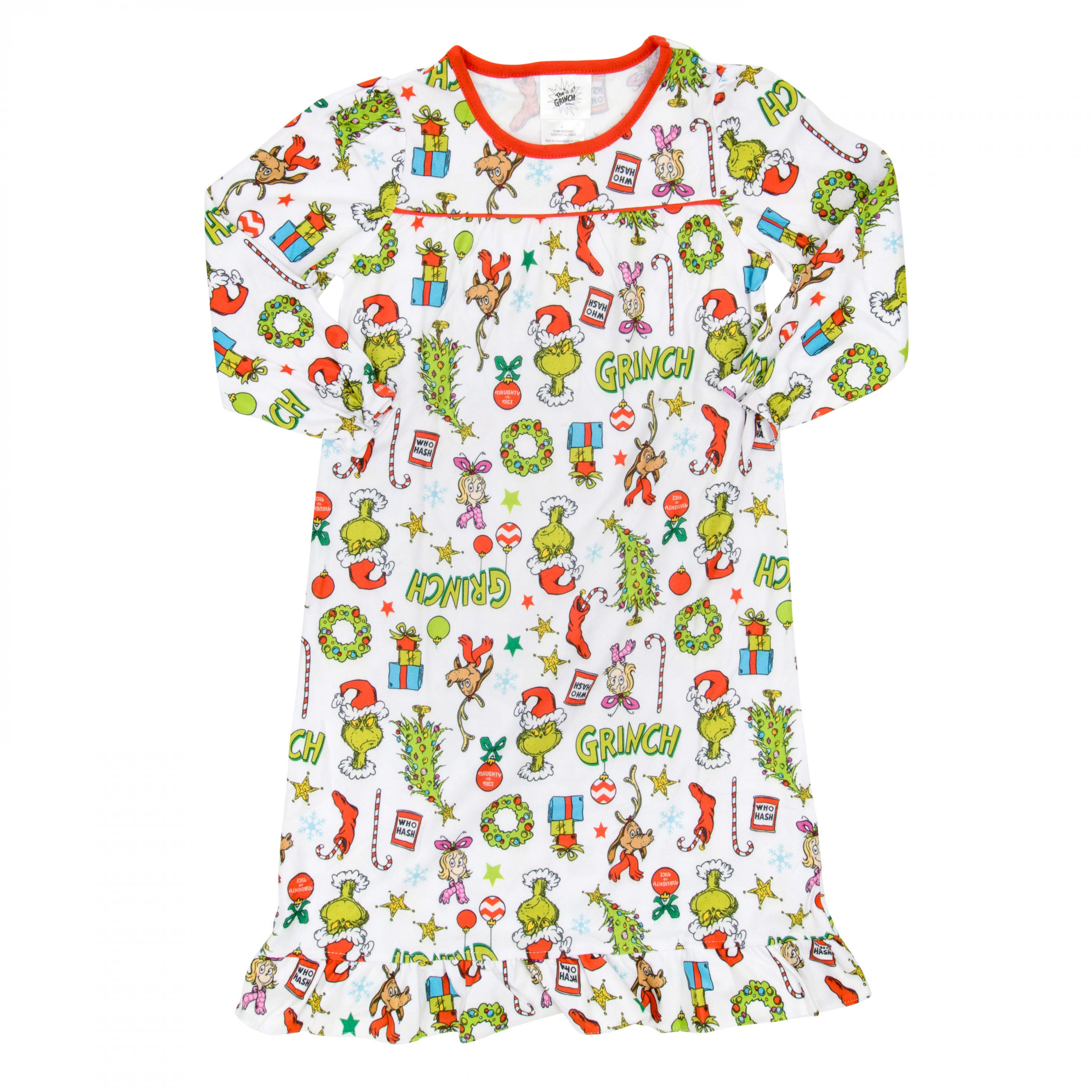 The Grinch Christmas Decorations Girl's Pajama Dress