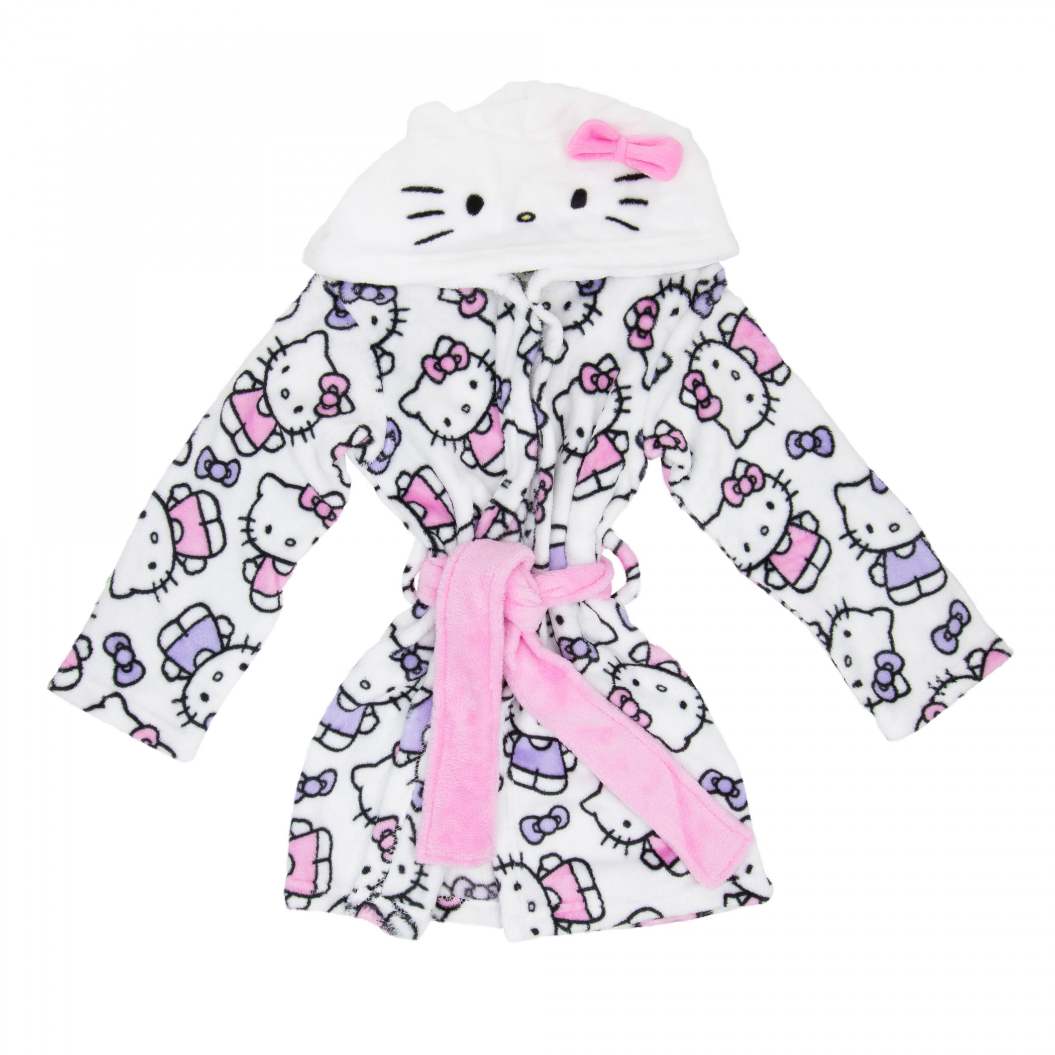 Hello Kitty Pastel Youth Velvet Robe Hoodie with Ears