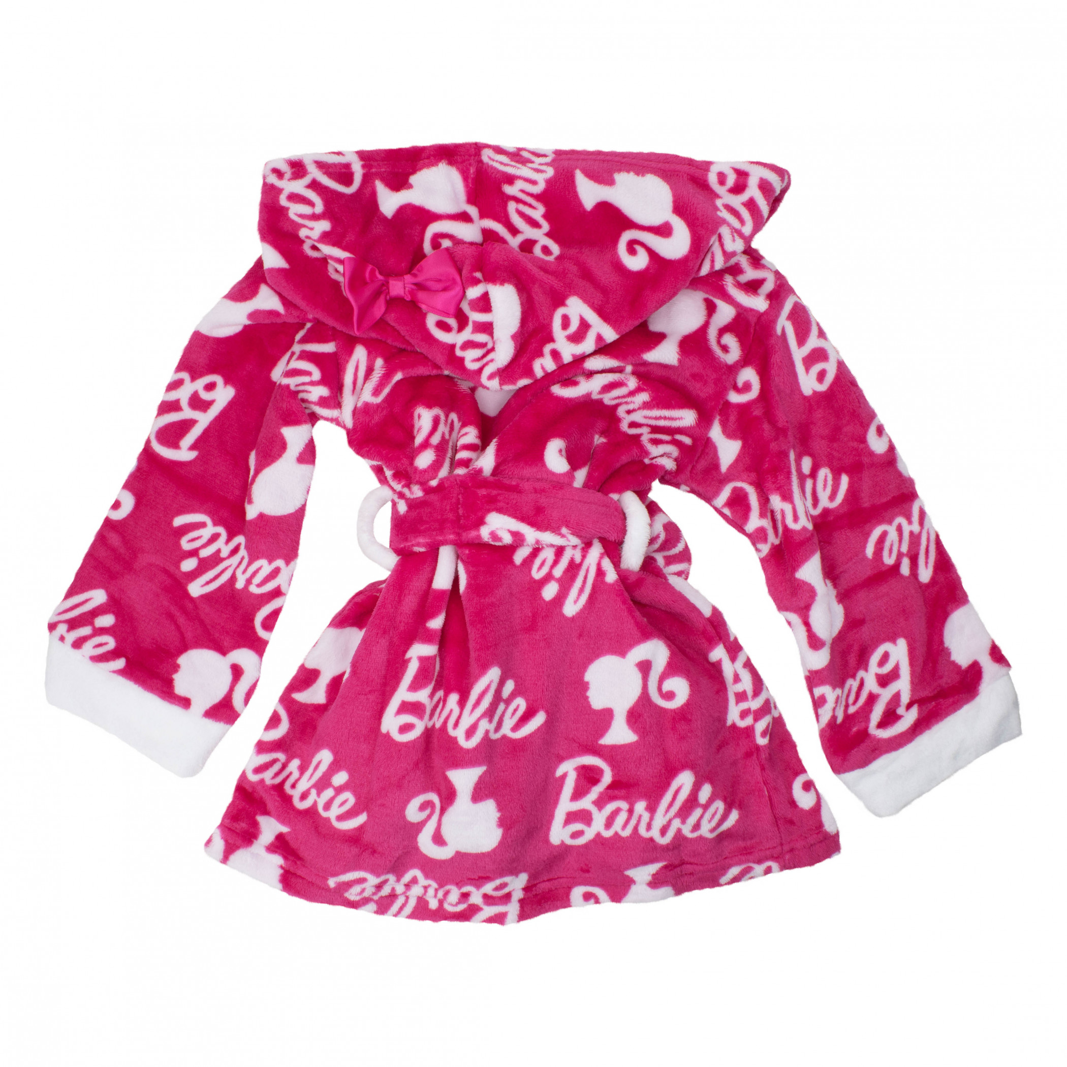 Barbie Silhouette Logo Youth Velvet Robe Hoodie with Bow