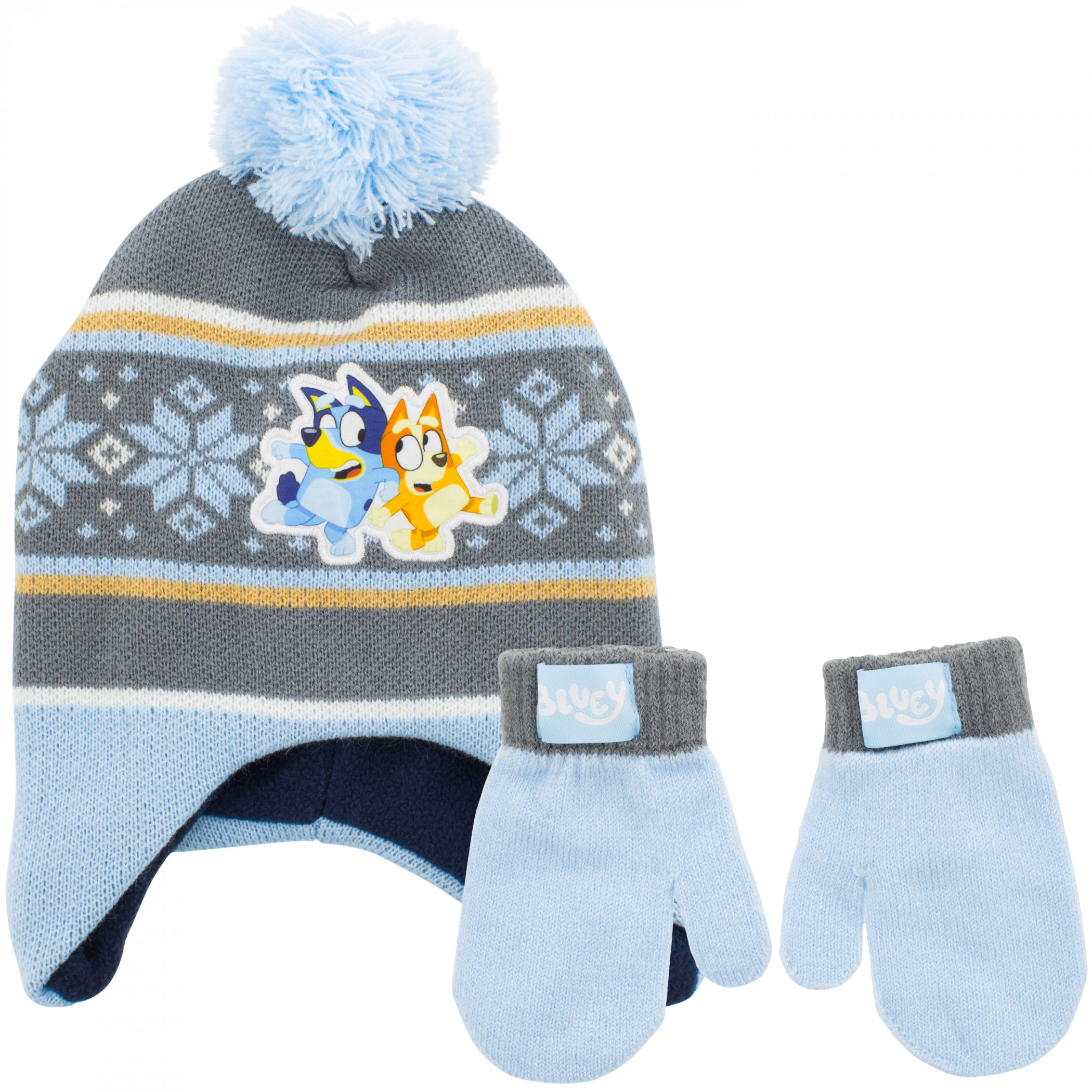 Bluey and Bingo Youth Pom Beanie and Mittens Set