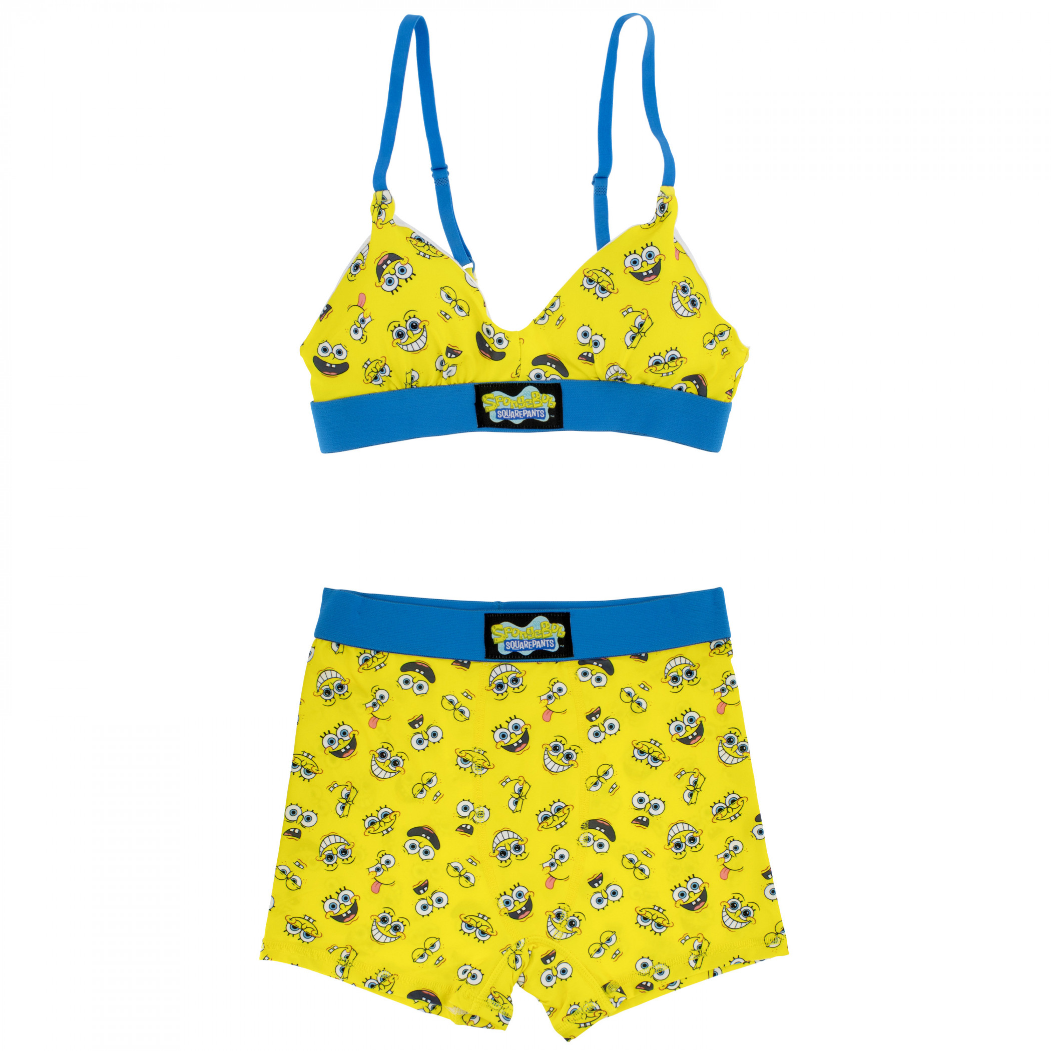 Spongebob Silly Faces Plate Bra and Boy Short Panty Set