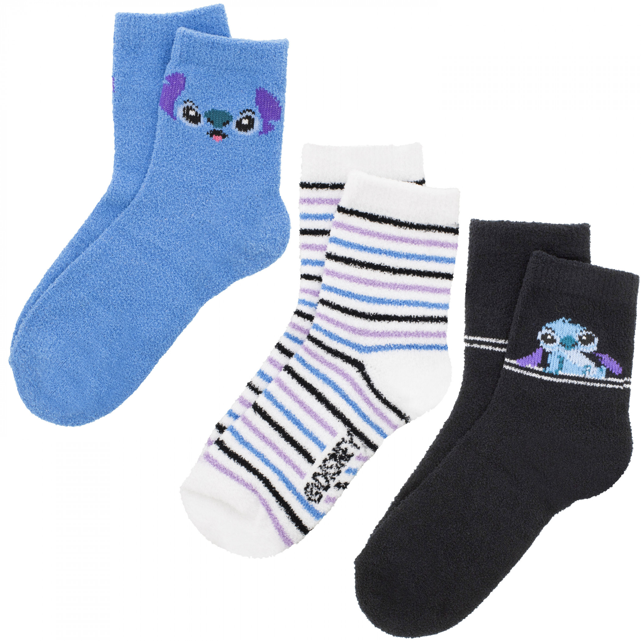 Lilo & Stitch Chillin Fuzzy Crew Socks 3-Pair Box Set