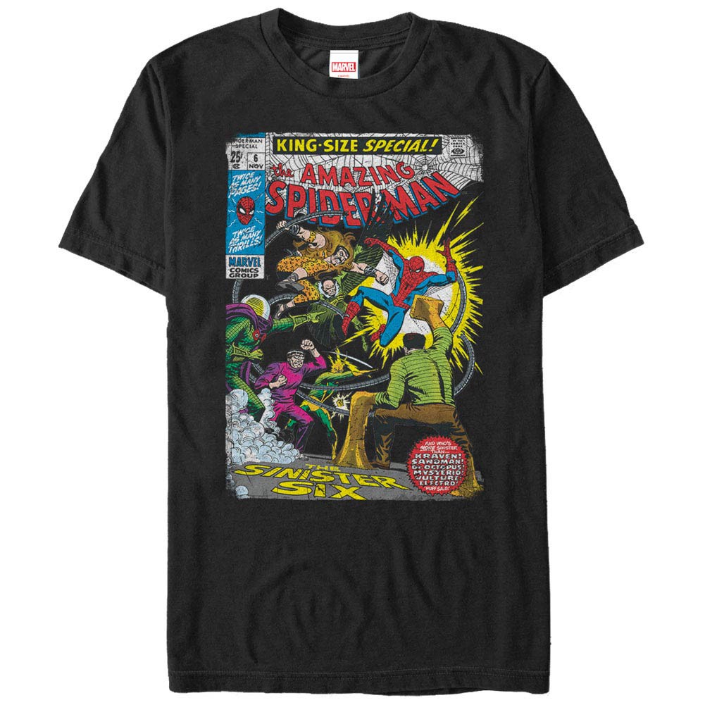 Spider-Man Sinister 6 Comic Men's Black T-Shirt