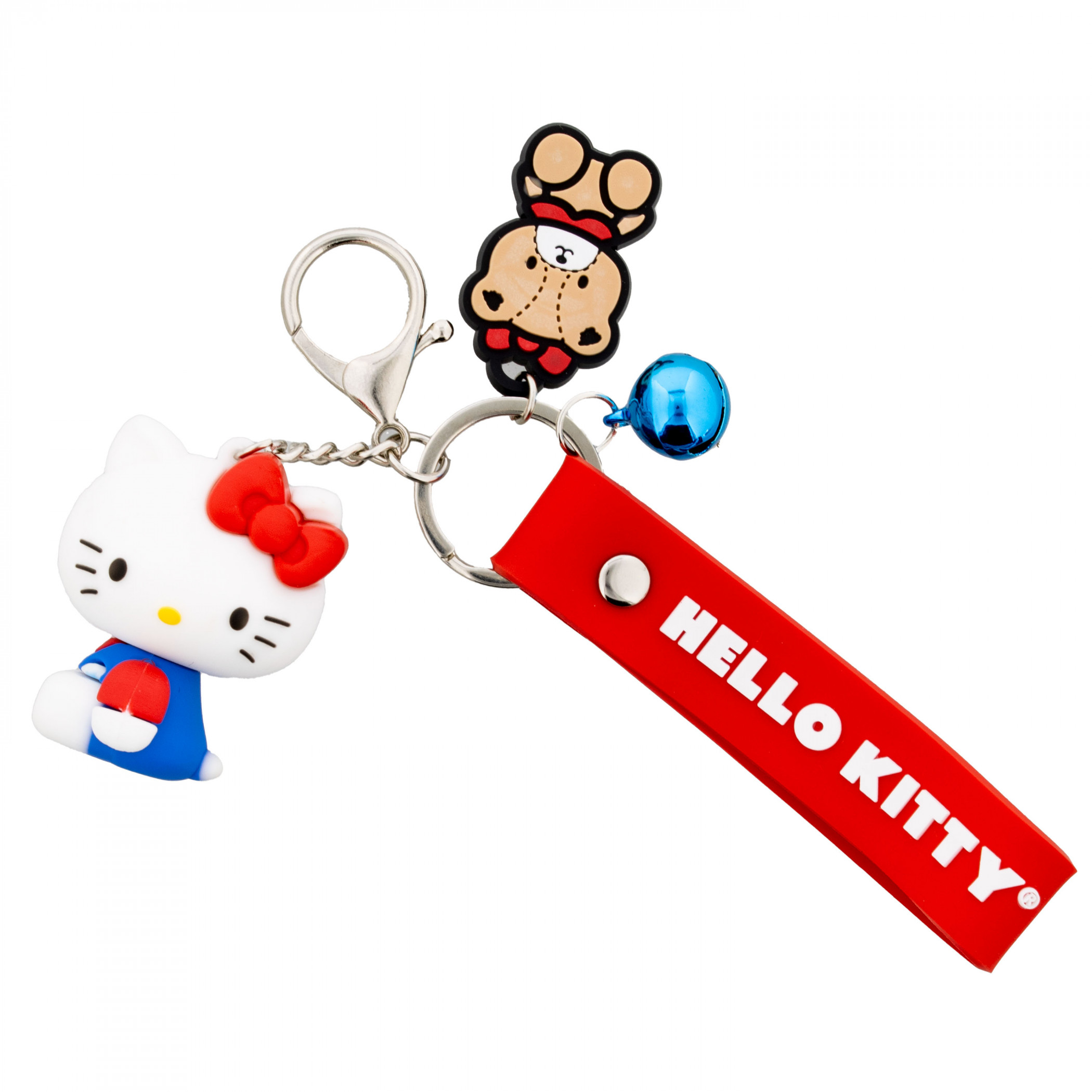 Hello Kitty Rubber Luggage Tag and Keychain with Strap and Charms