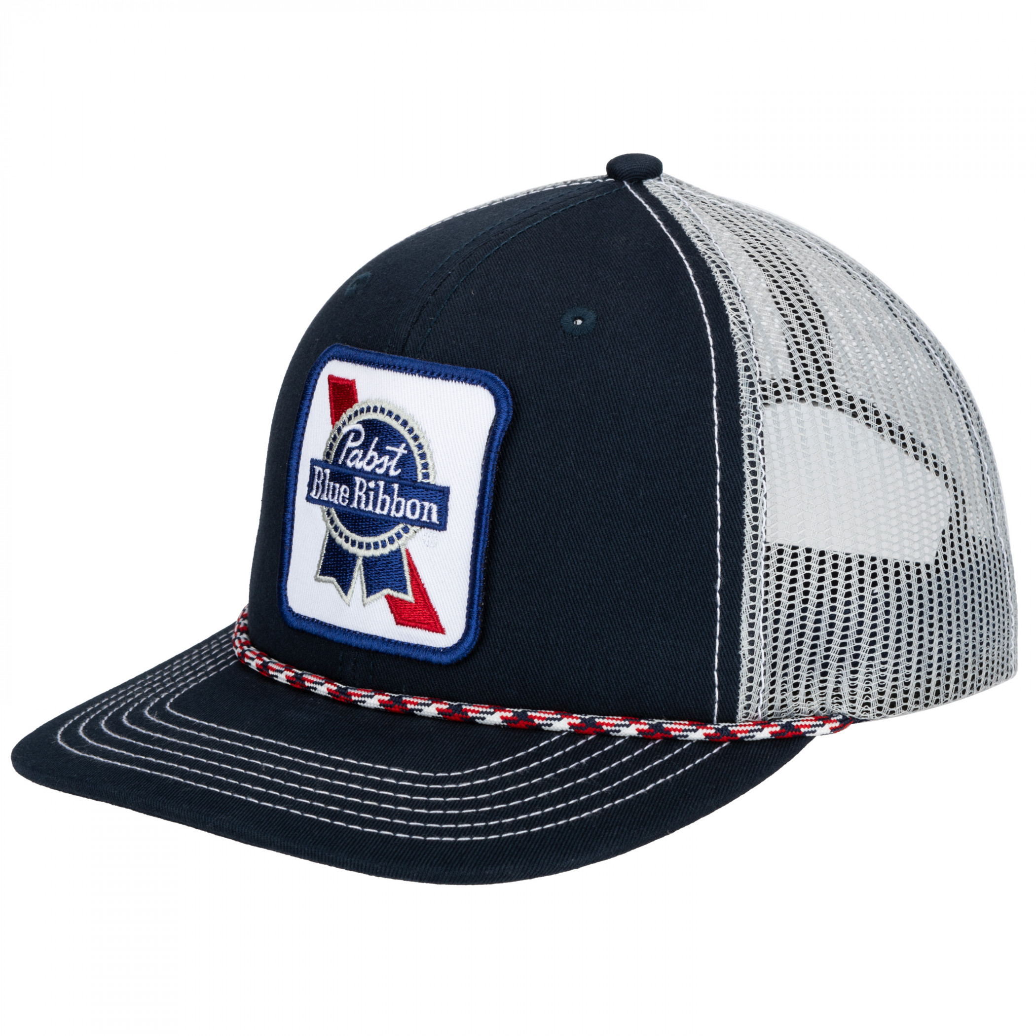 Pabst Blue Ribbon White and Blue Logo Patch Rope Hat