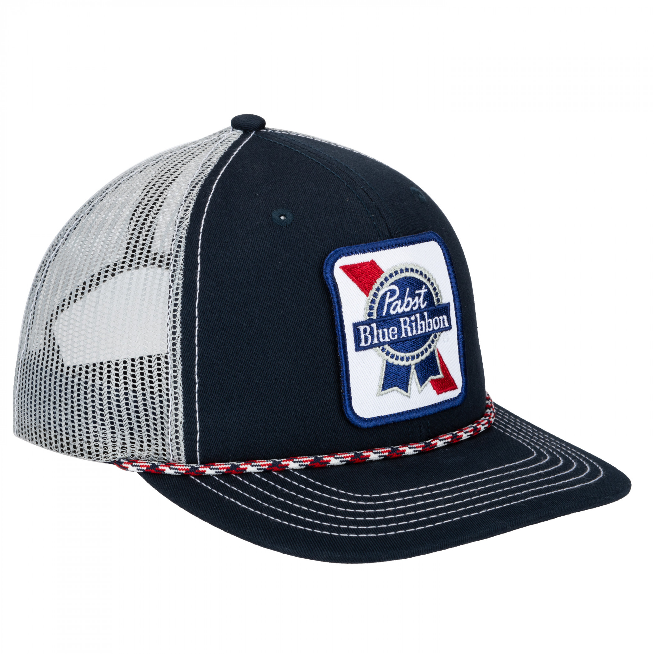 Pabst Blue Ribbon White and Blue Logo Patch Rope Hat