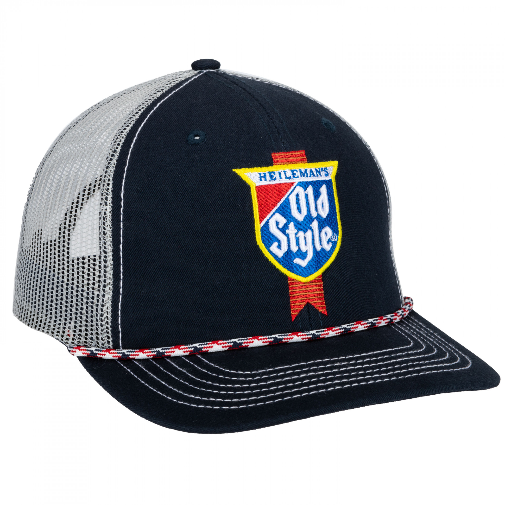 G. Heileman's Old Style White and Blue Logo Patch Rope Hat