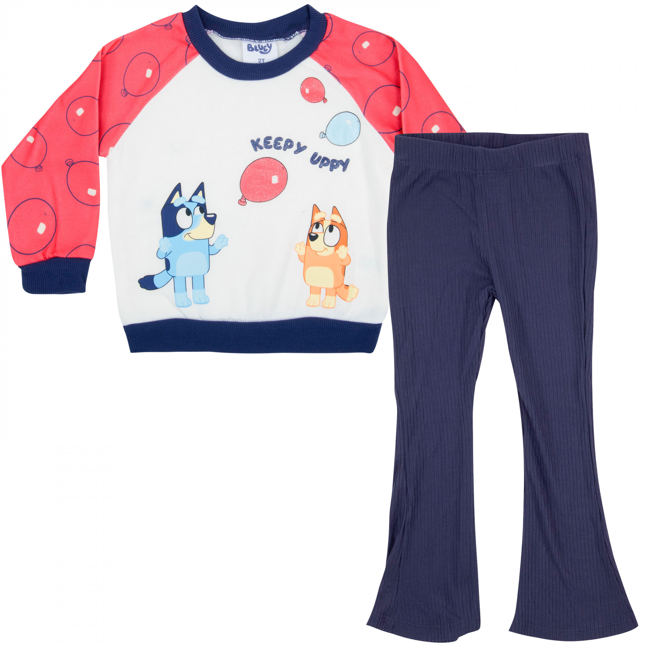 Bluey and Bingo Keepy Uppy Toddler's 2-Piece Crewneck Sweatshirt and Leggings Set