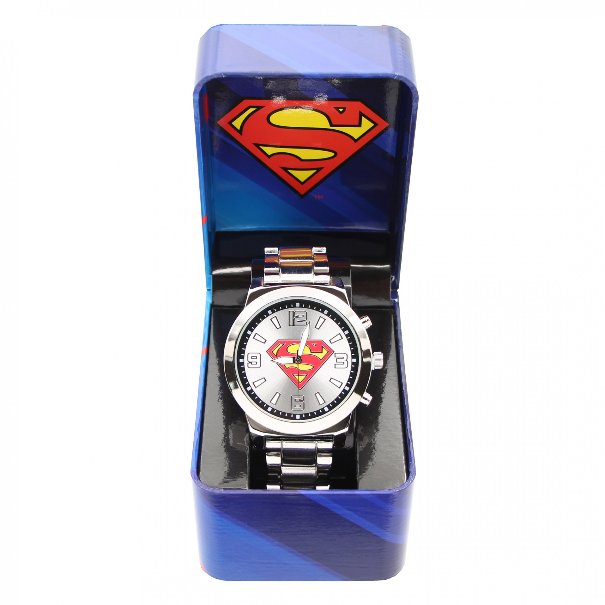 Superman Classic Logo Silver Analog Watch with Metal Band