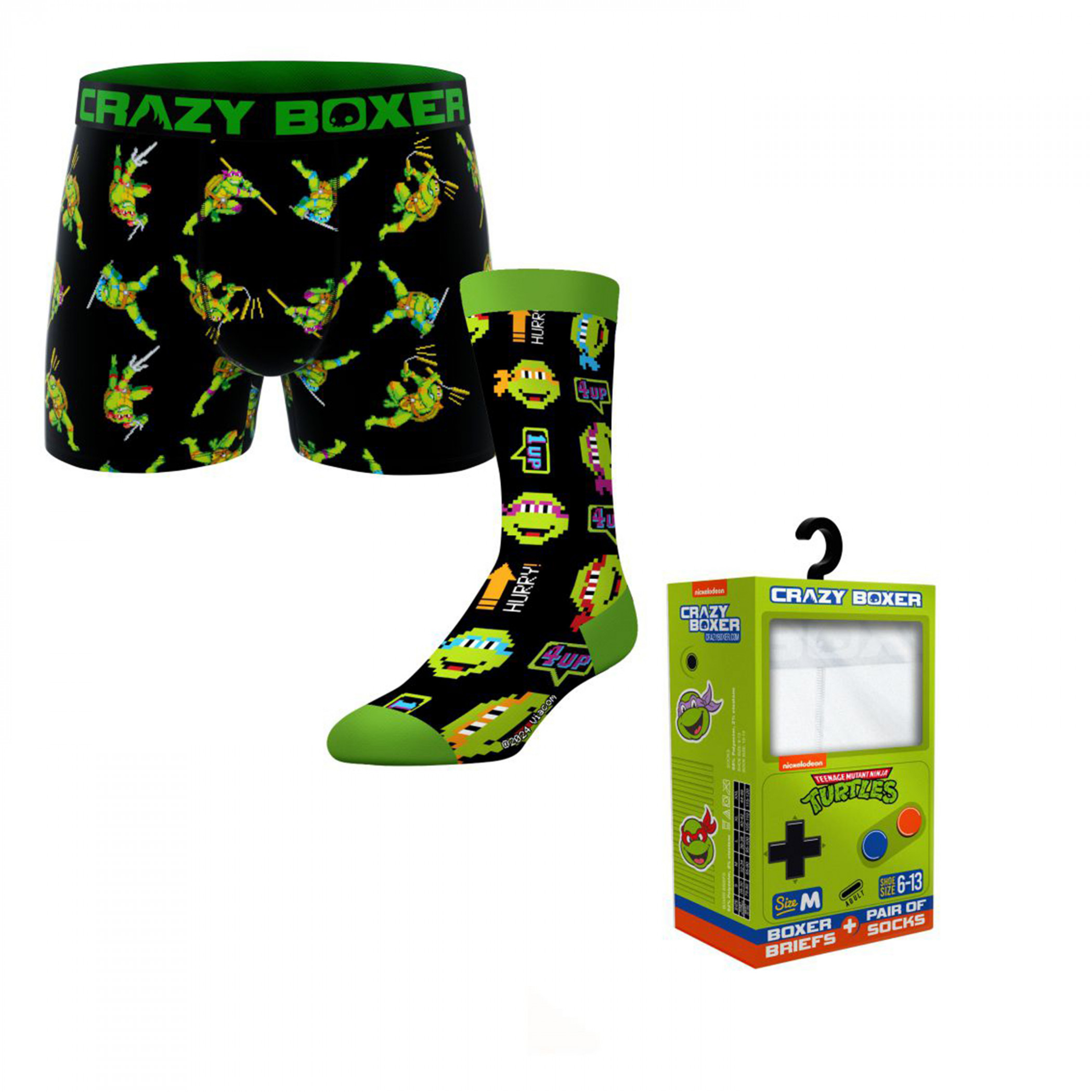 Crazy Boxers Teenage Mutant Ninja Turtles Boxer Briefs and Socks Game Box Set