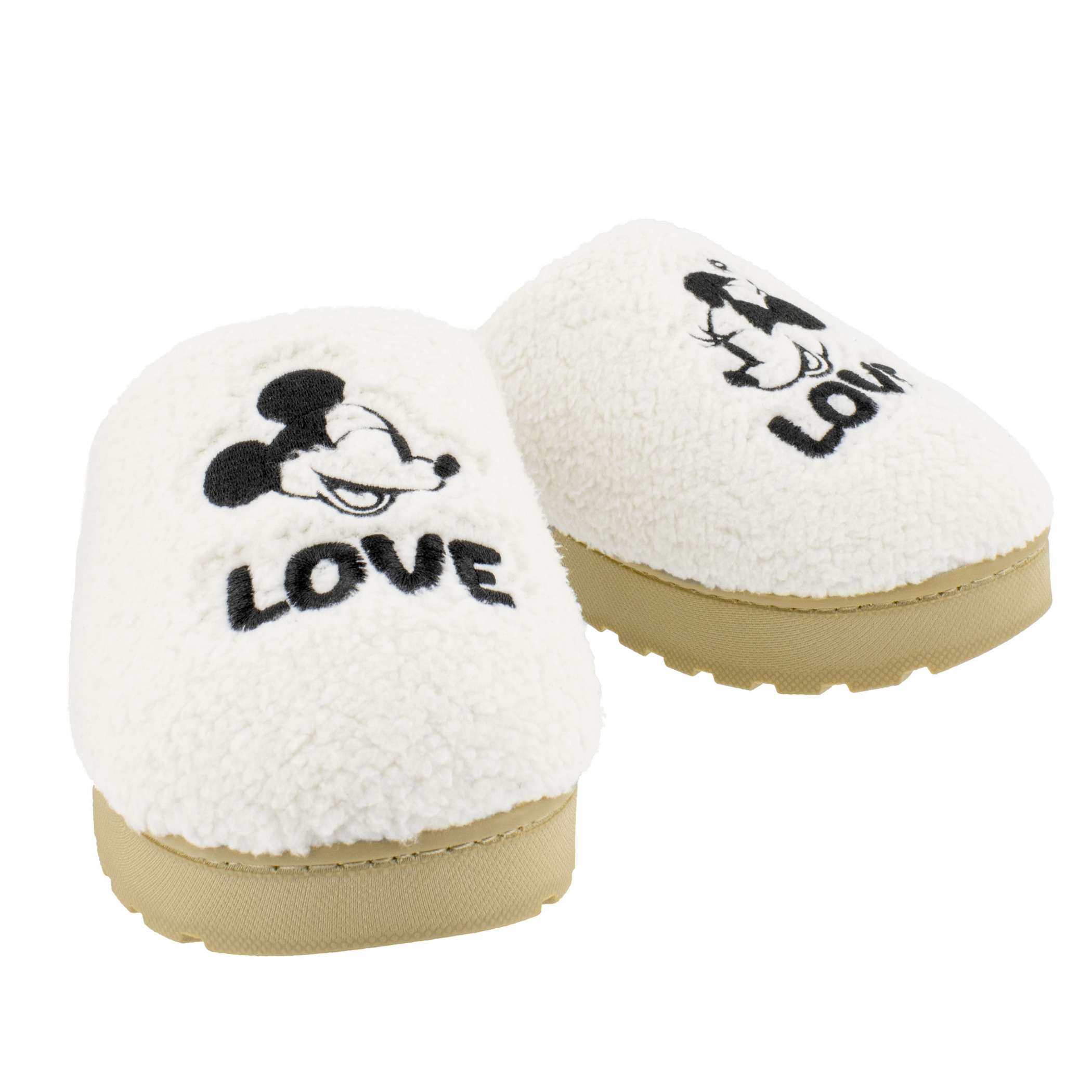 Mickey and Minnie in Love Fuzzy Women's Slippers