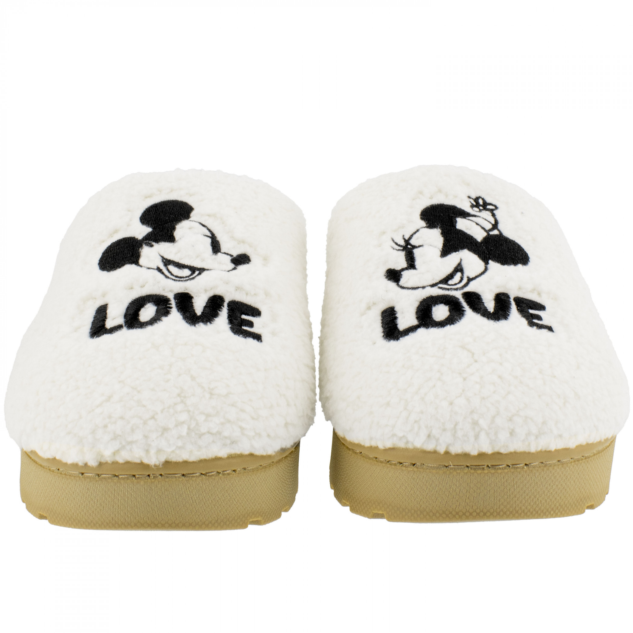 Mickey and Minnie in Love Fuzzy Women's Slippers