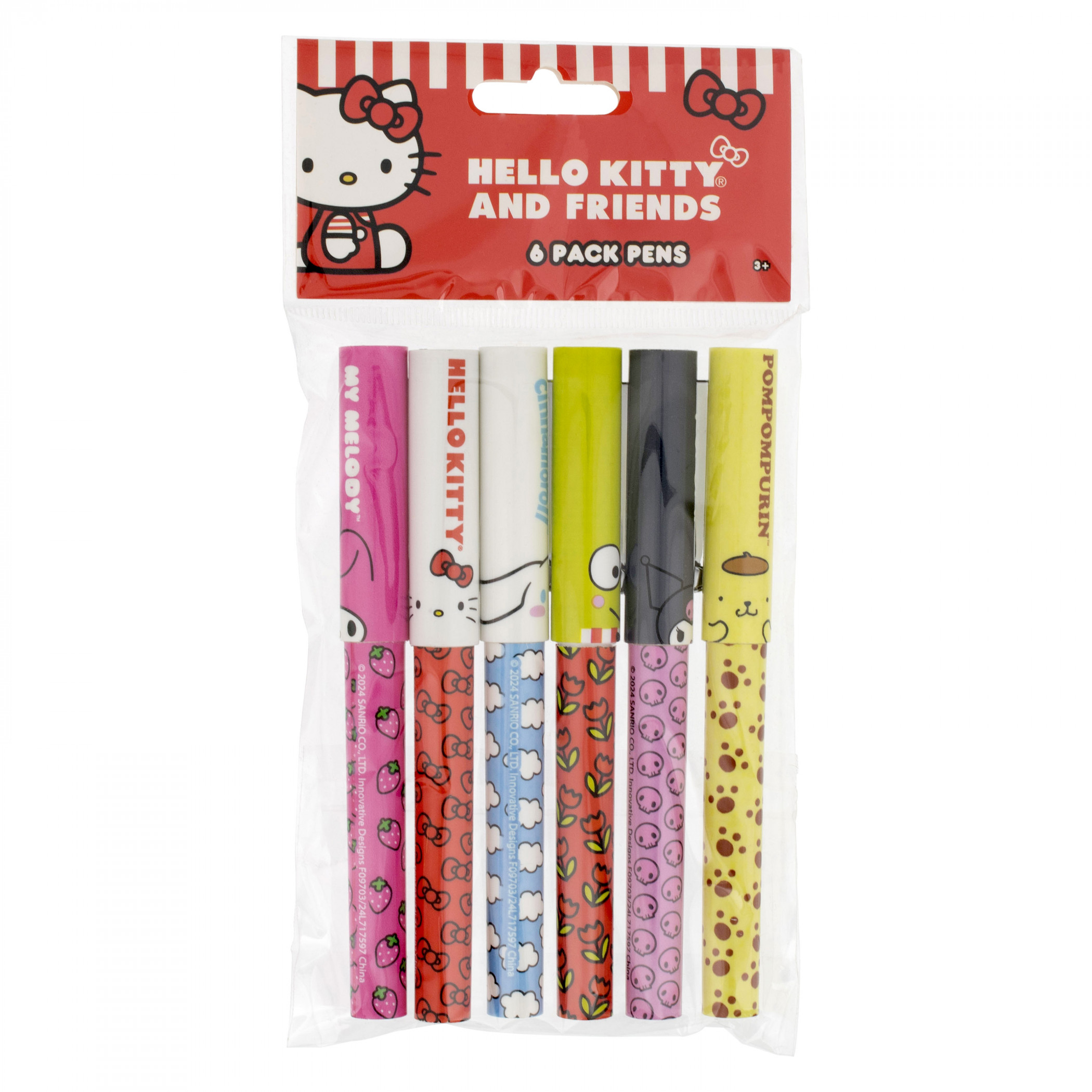 Hello Kitty and Friends Sanrio 6-Pack Pen Set