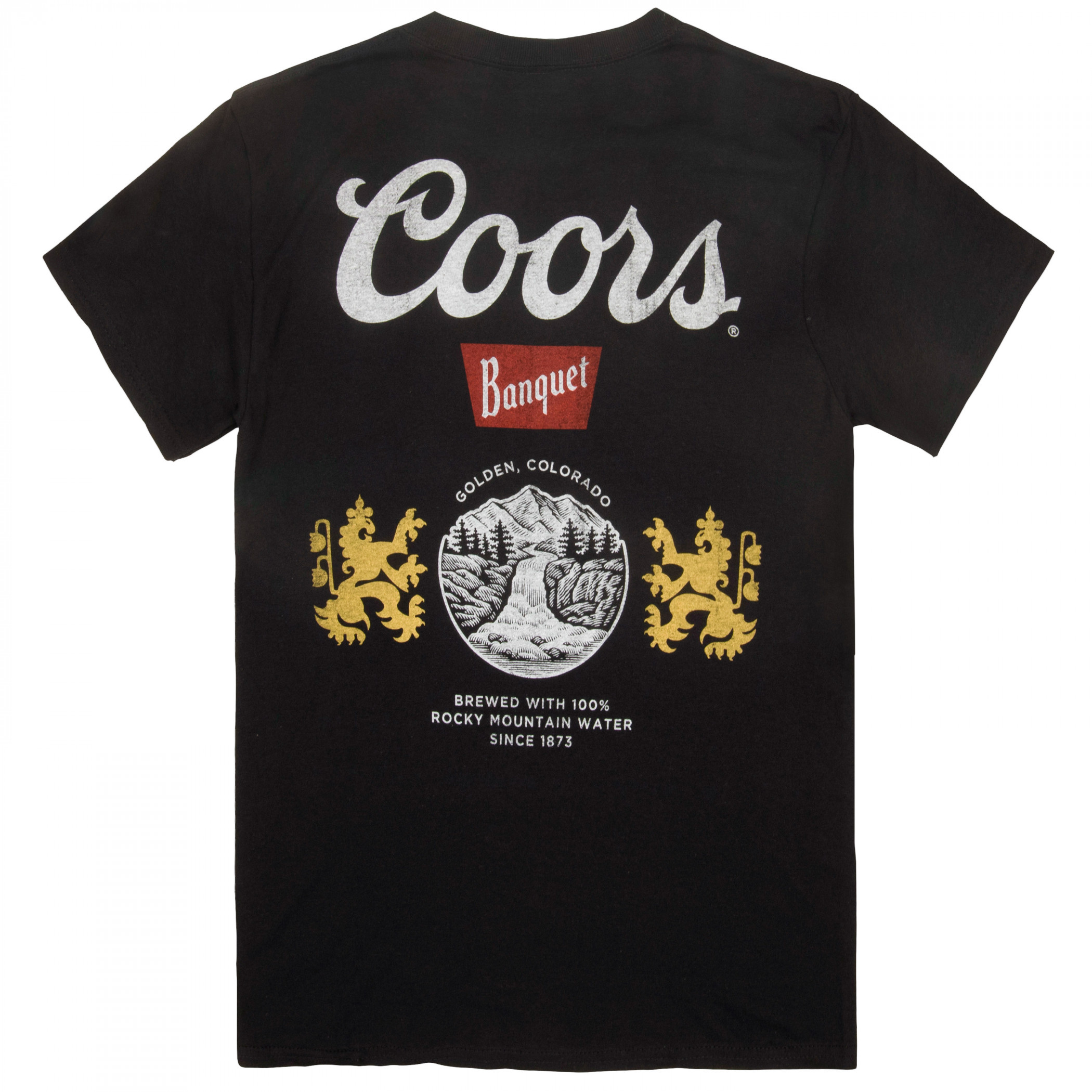 Coors Banquet Can Logo Front and Back Print Black T-Shirt