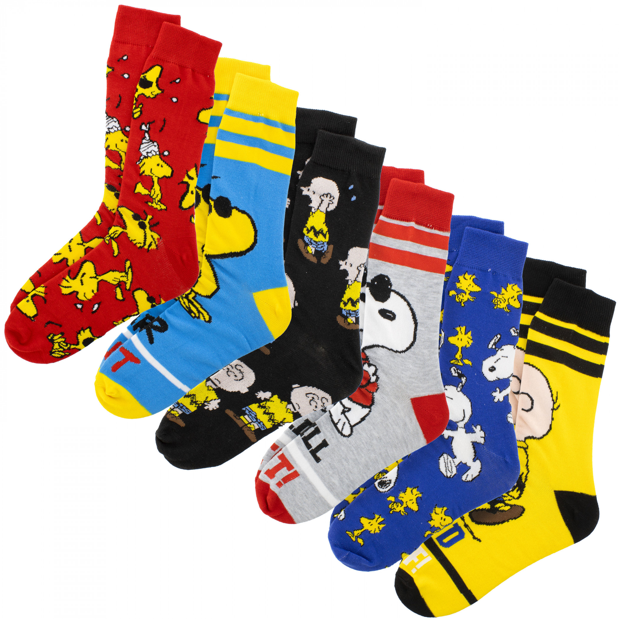 Charlie Brown Snoopy and Woodstock 6-Pack Crew Socks