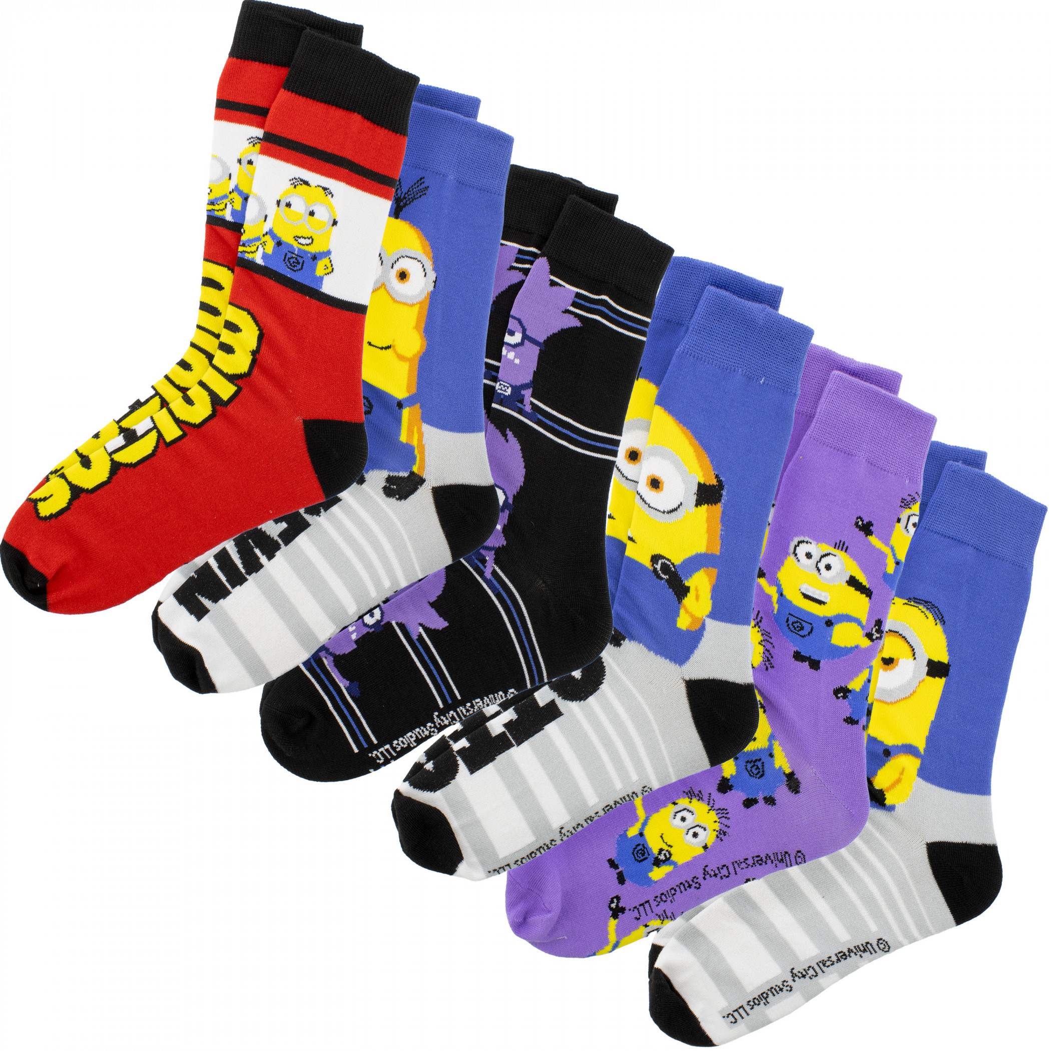 The Minions Stuart Otto and Kevin 6-Pack Crew Socks