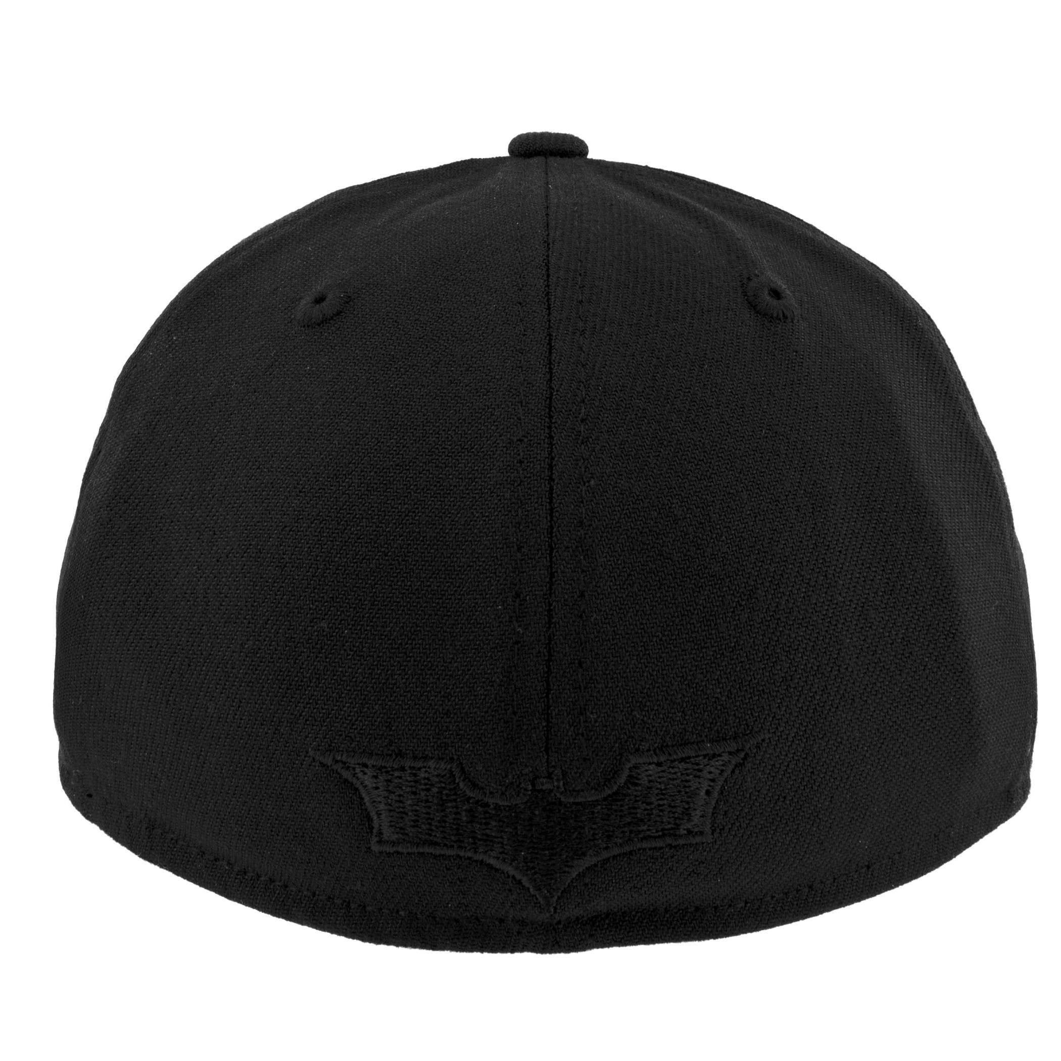 Batman Christian Bale Logo Black on Black New Era 39Thirty Fitted Hat