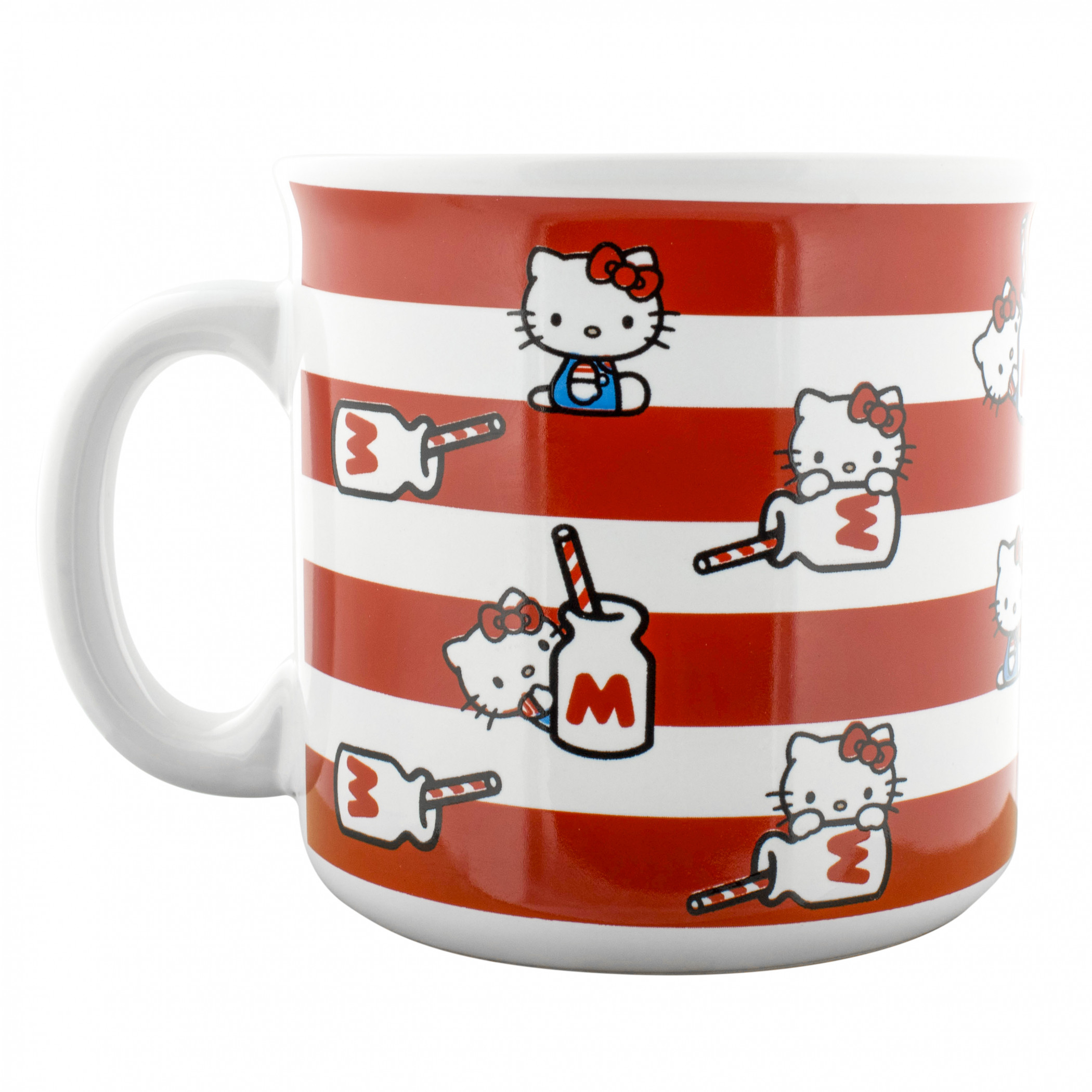 Hello Kitty Milk Bottle Stripes 20oz Ceramic Camper Mug