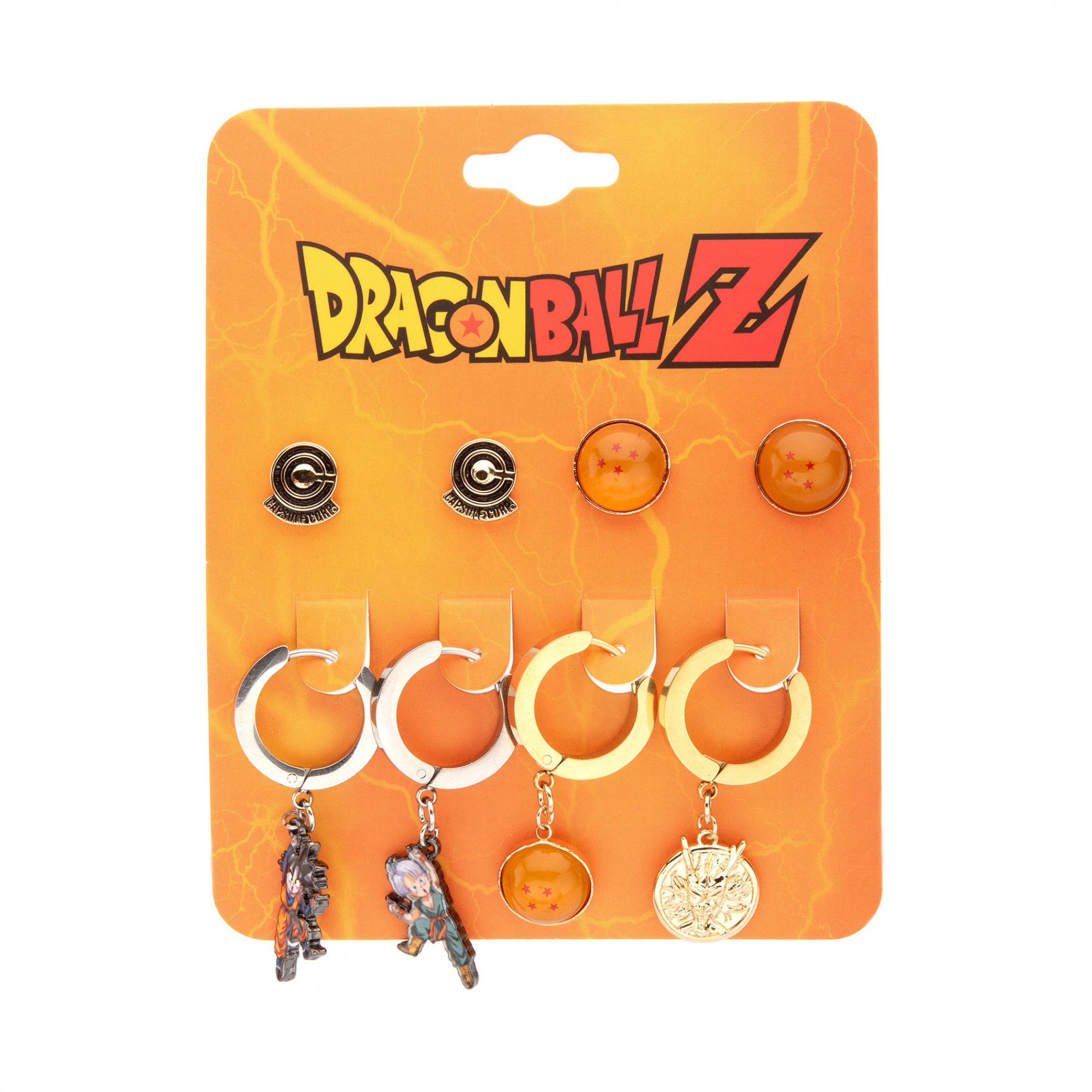 Dragon Ball Z Symbols 3-Pair Stud and Huggies Earrings Set