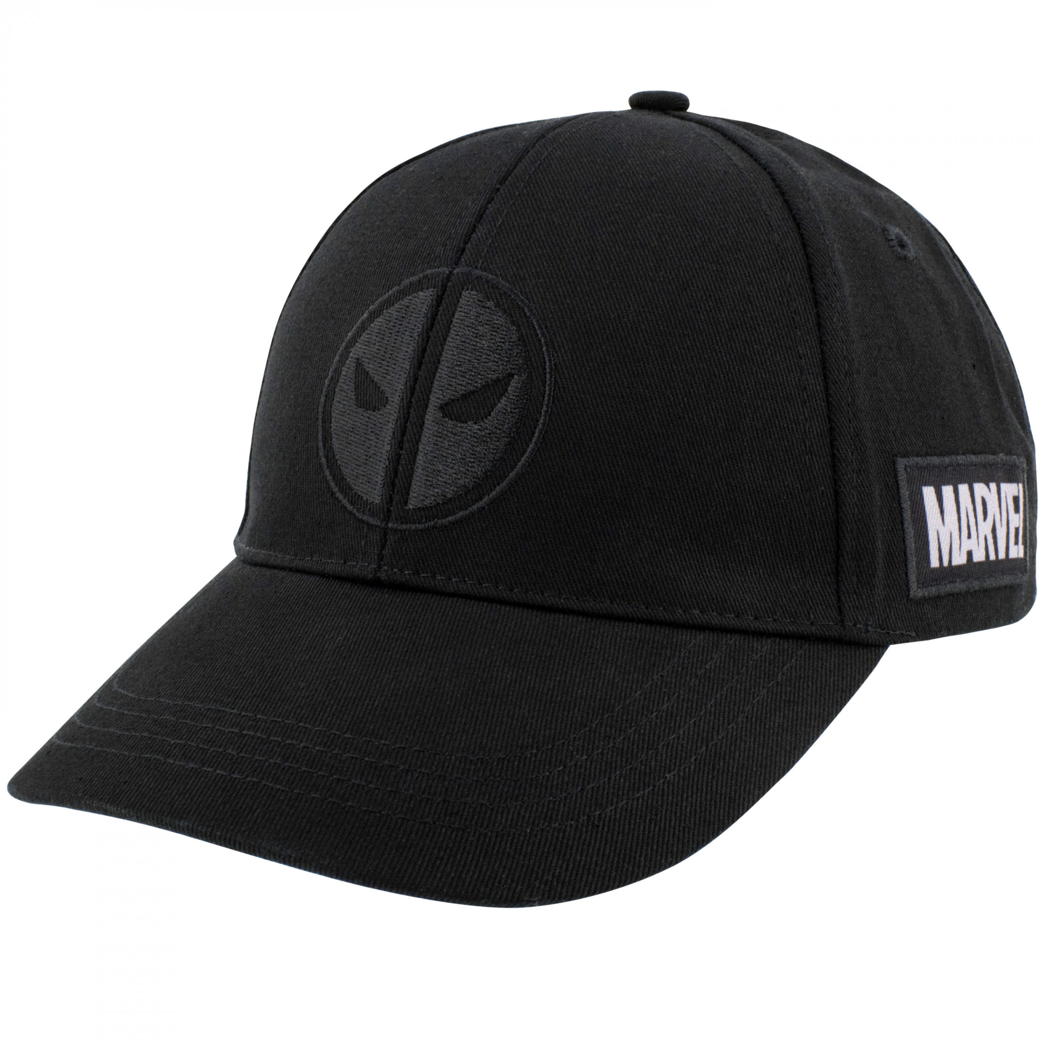 Deadpool and Marvel Logos Black on Black Snapback Hat