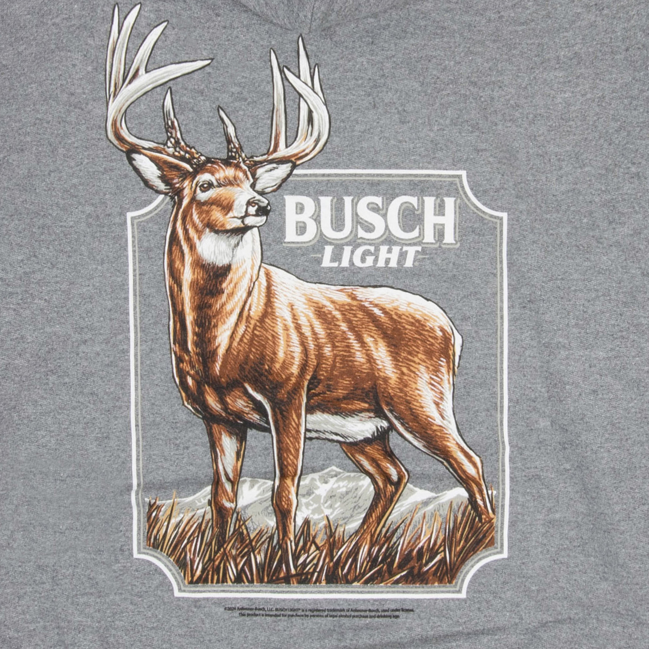 Busch Light Mountain Side Deer Front and Back Print Pull-Over Hoodie