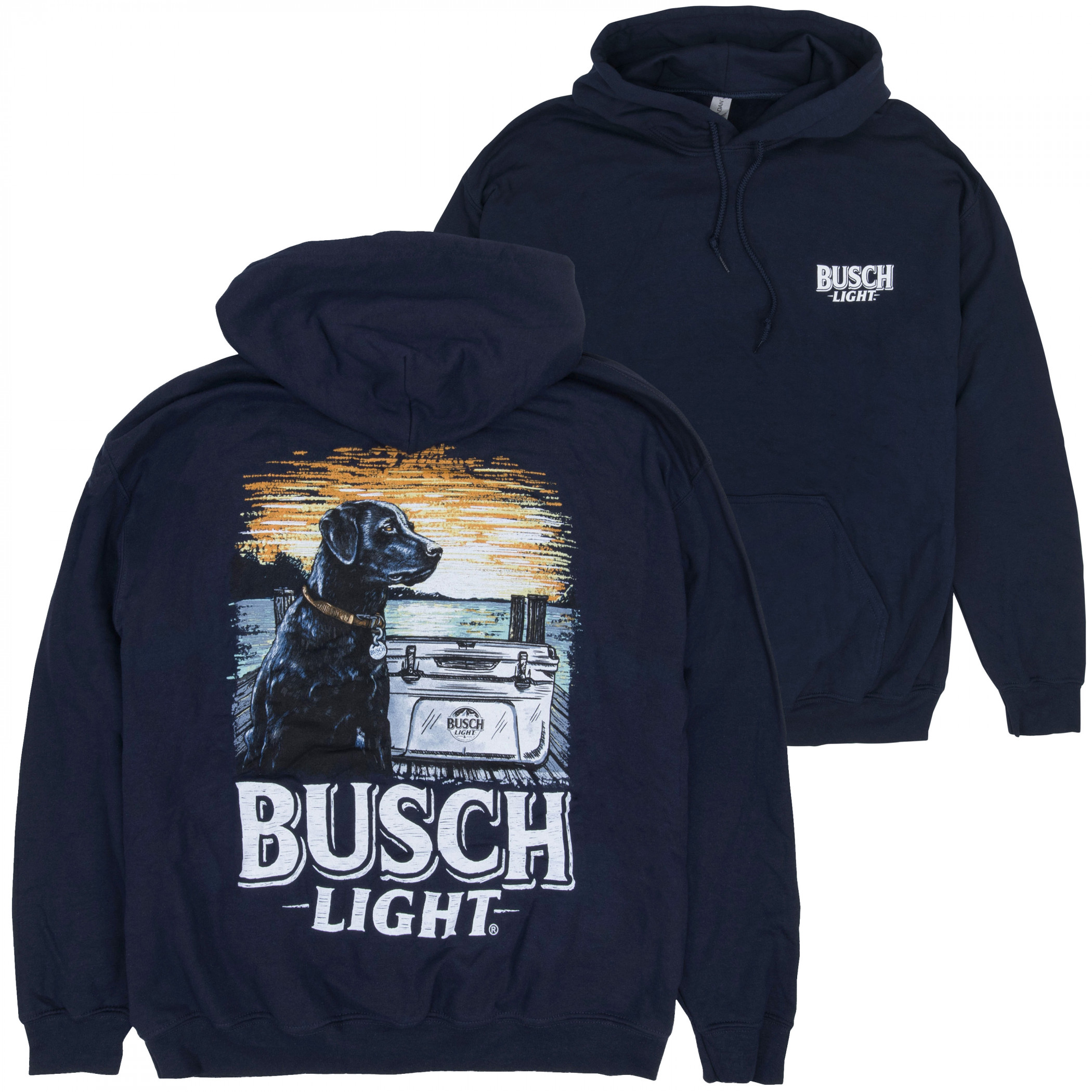 Busch Light Dog Cooler Front & Back Print Pull-Over Hoodie